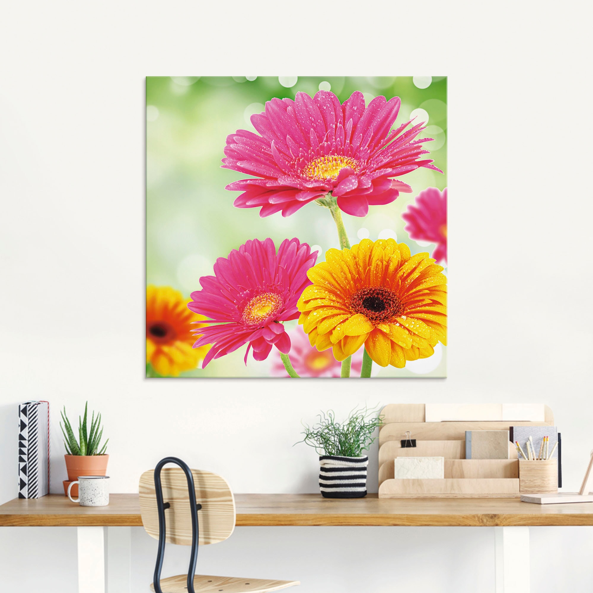 Artland Glasbild »Natürliche Romantik - Gerberas«, Blumen, (1 St.), in verschiedenen Größen