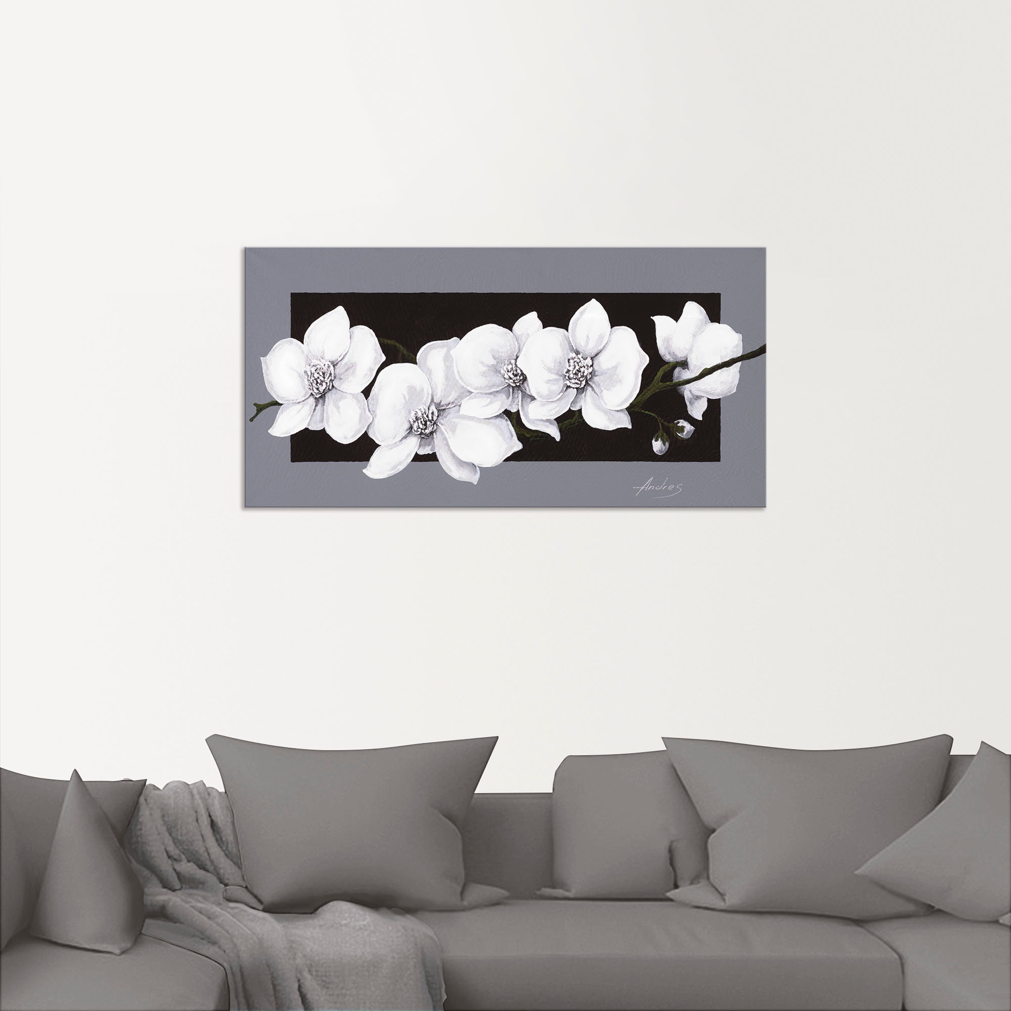 Leinwandbild, St.), versch. Größen oder »Weiße grau«, Artland Alubild, auf bestellen Blumen, in Raten als Wandbild Wandaufkleber (1 auf Poster Orchideen