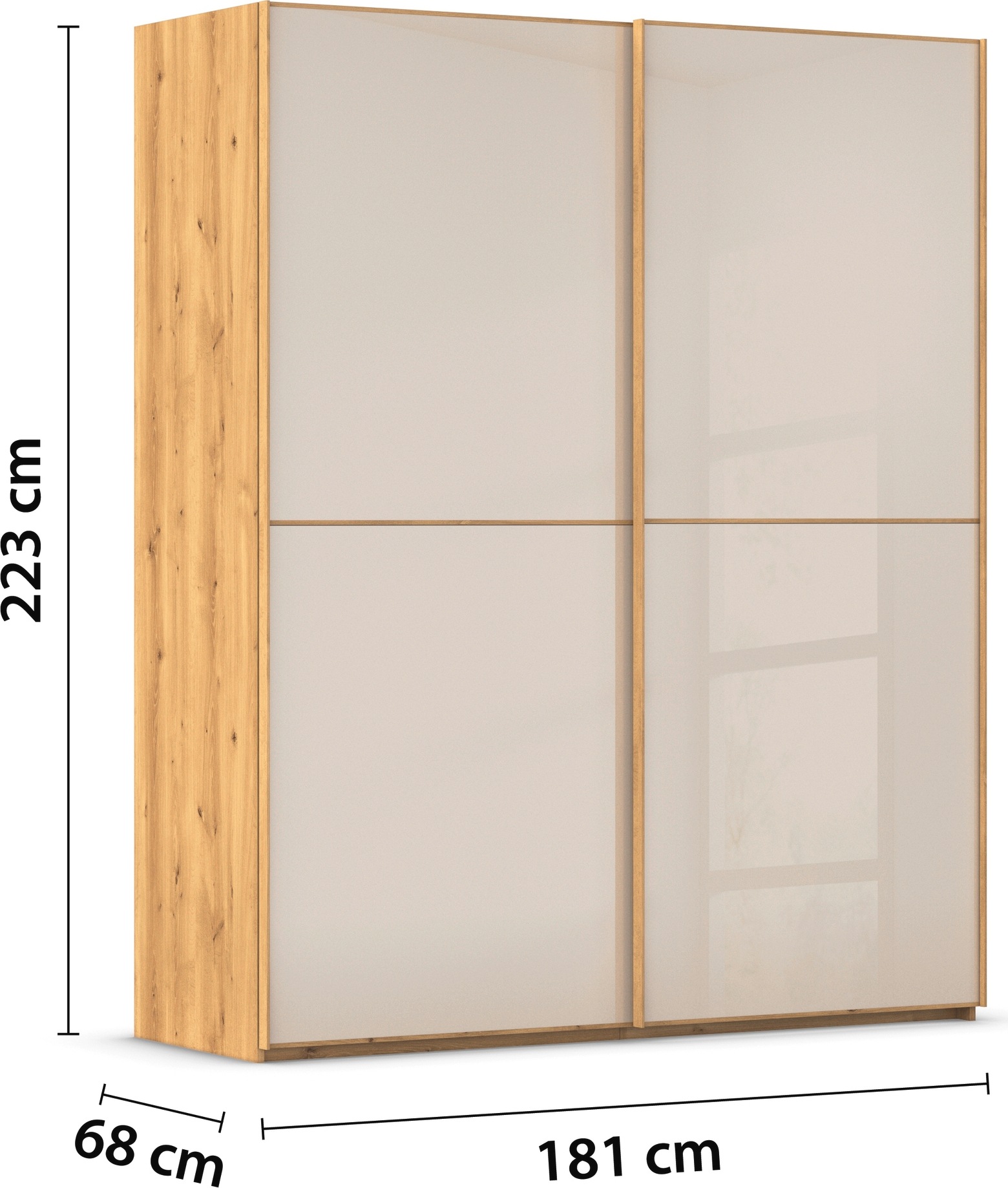 rauch Schwebetürenschrank »Kleiderschrank Schrank Garderobe Schlafzimmerschrank SCALE-DUO«, edle zweigeteilte Türen Glas-Front mit 3 Zierleisten MADE IN GERMANY