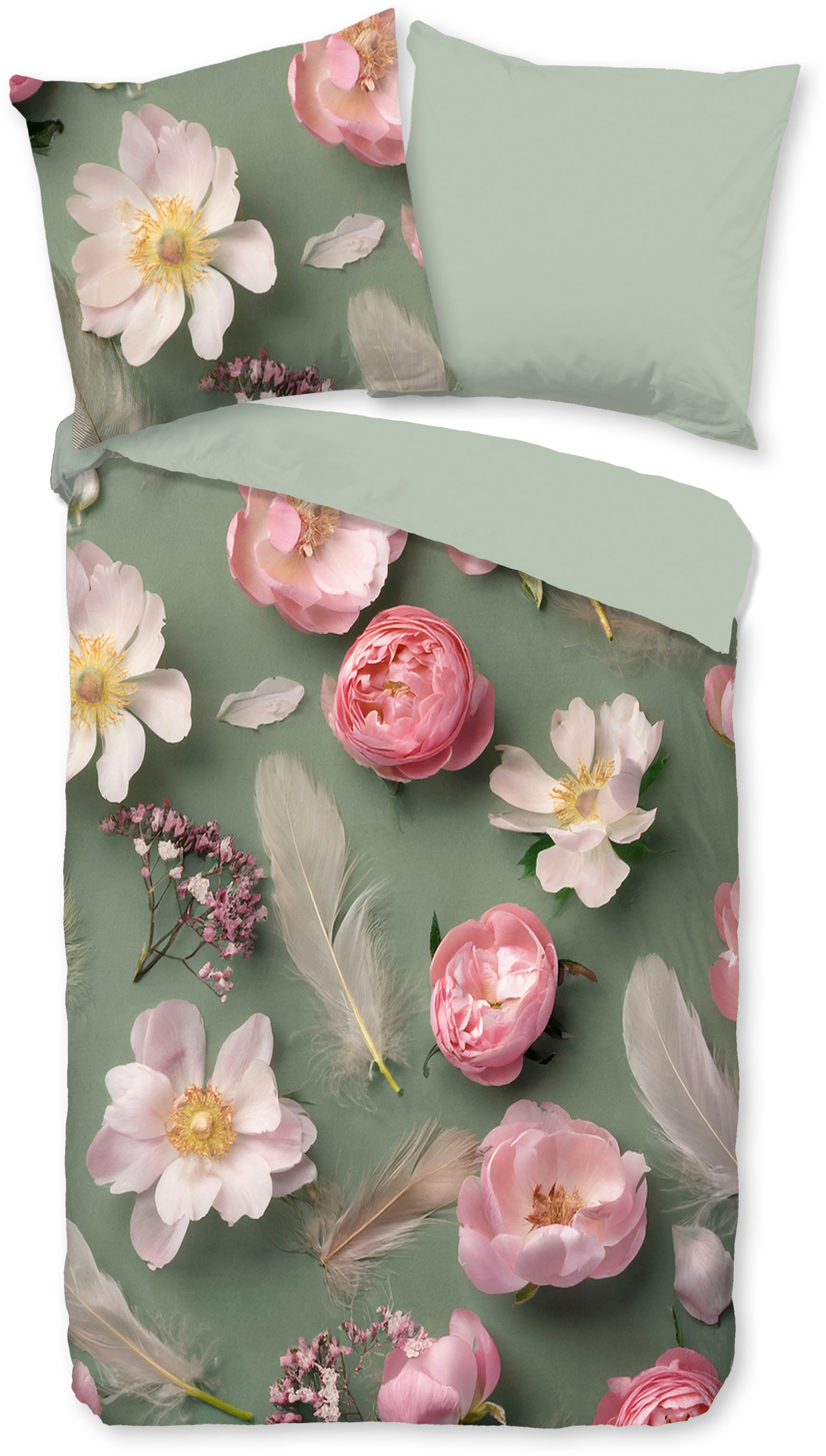 good morning Wendebettwäsche »Senzi« 2 Stk. tlg. Flanell, Biber, Winter, Warm, Reißverschluss, Wendeoptik, Blume