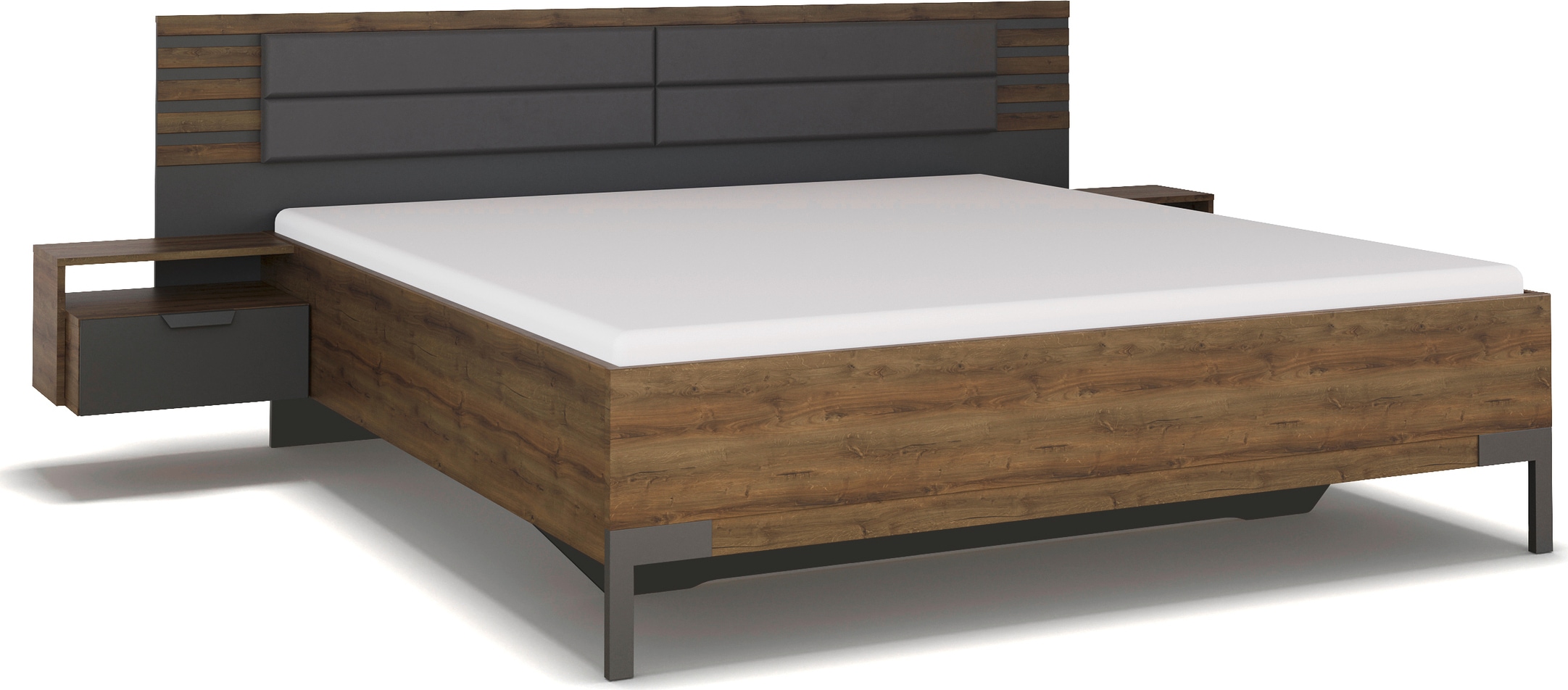 rauch Bettanlage »Bett Doppelbett Futonbett BAREA«, mit Hängenachttischen und Kopfteil mit Polsterauflage