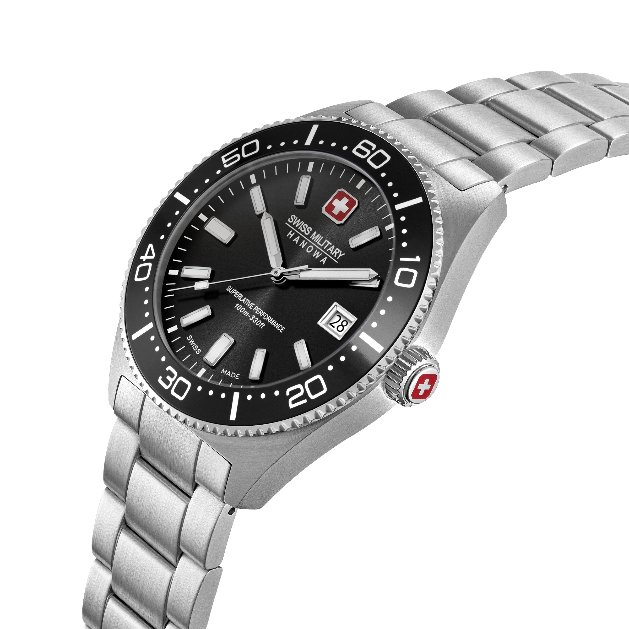 Swiss Military Hanowa Quarzuhr »Nomad« Armbanduhr, Herrenuhr, Swiss Made, Edelstahlarmband, analog, Tag