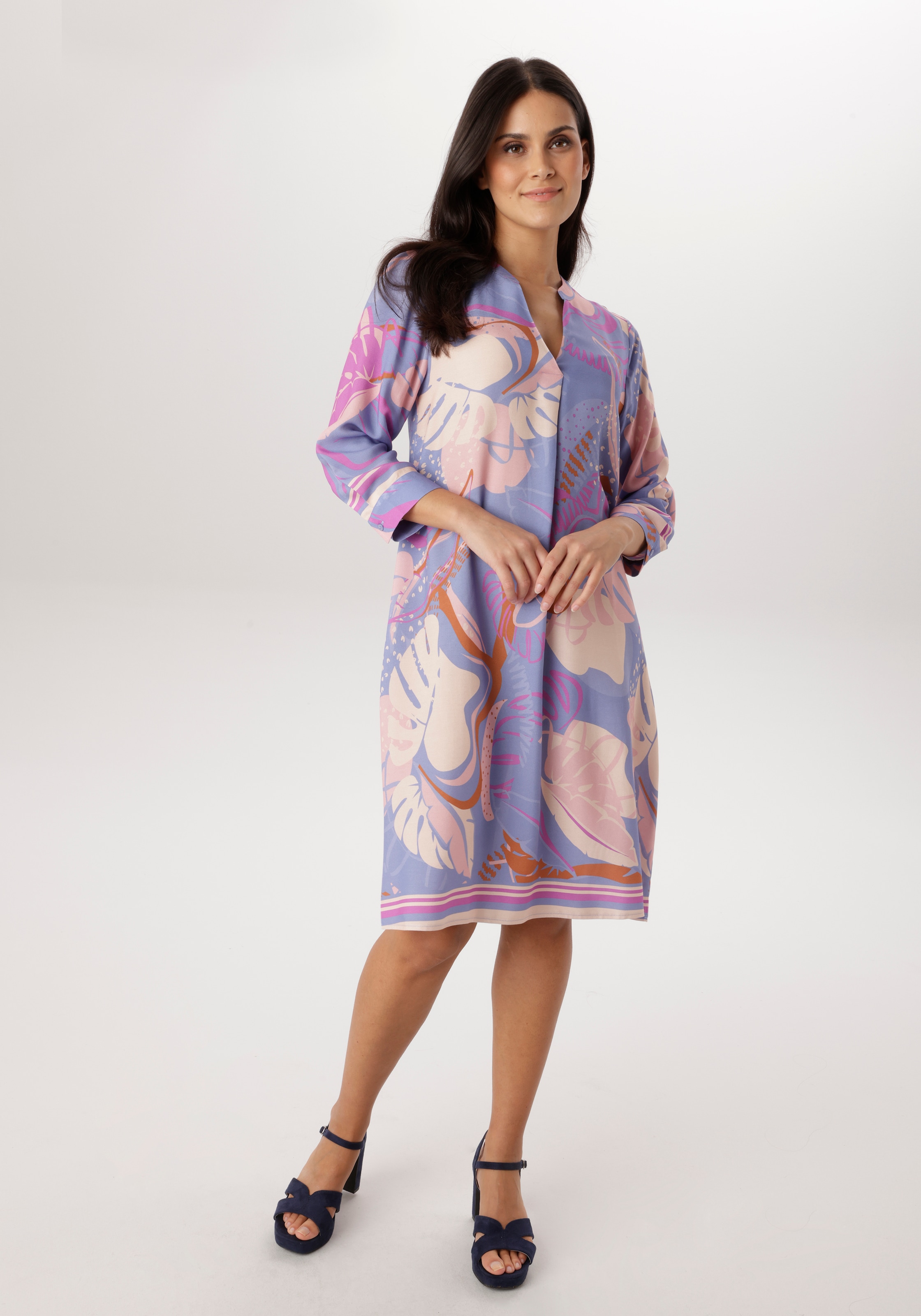 Aniston SELECTED Blusenkleid mit verspielter Blättermusterung - NEUE KOLLEKTION