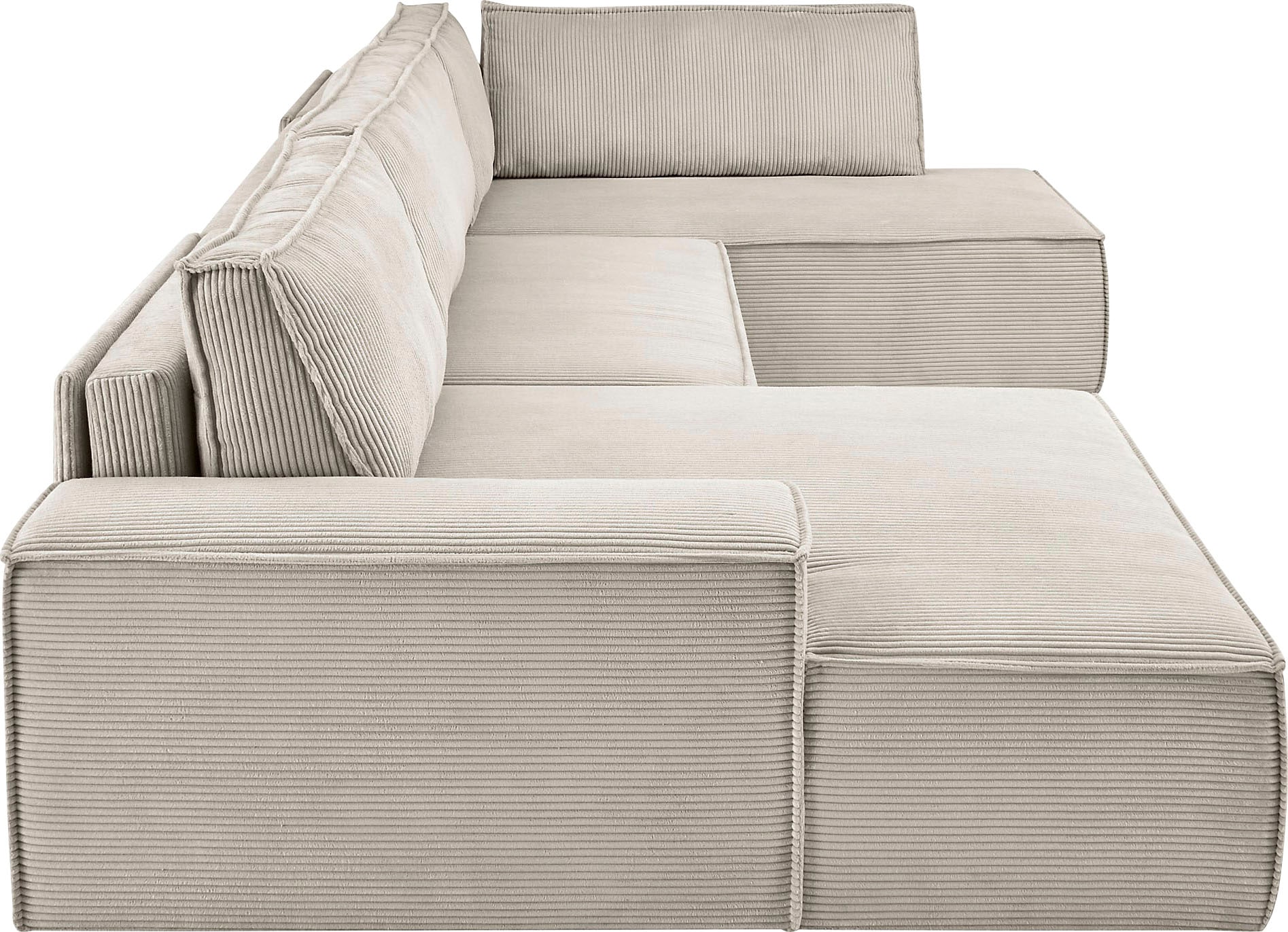 Home affaire Wohnlandschaft »SHERWOOD 329 cm, U-Form, Schlafsofa,«, Schlaffunktion m. Bettkasten (194x139 cm), Cord, Vintage, Samtvelours