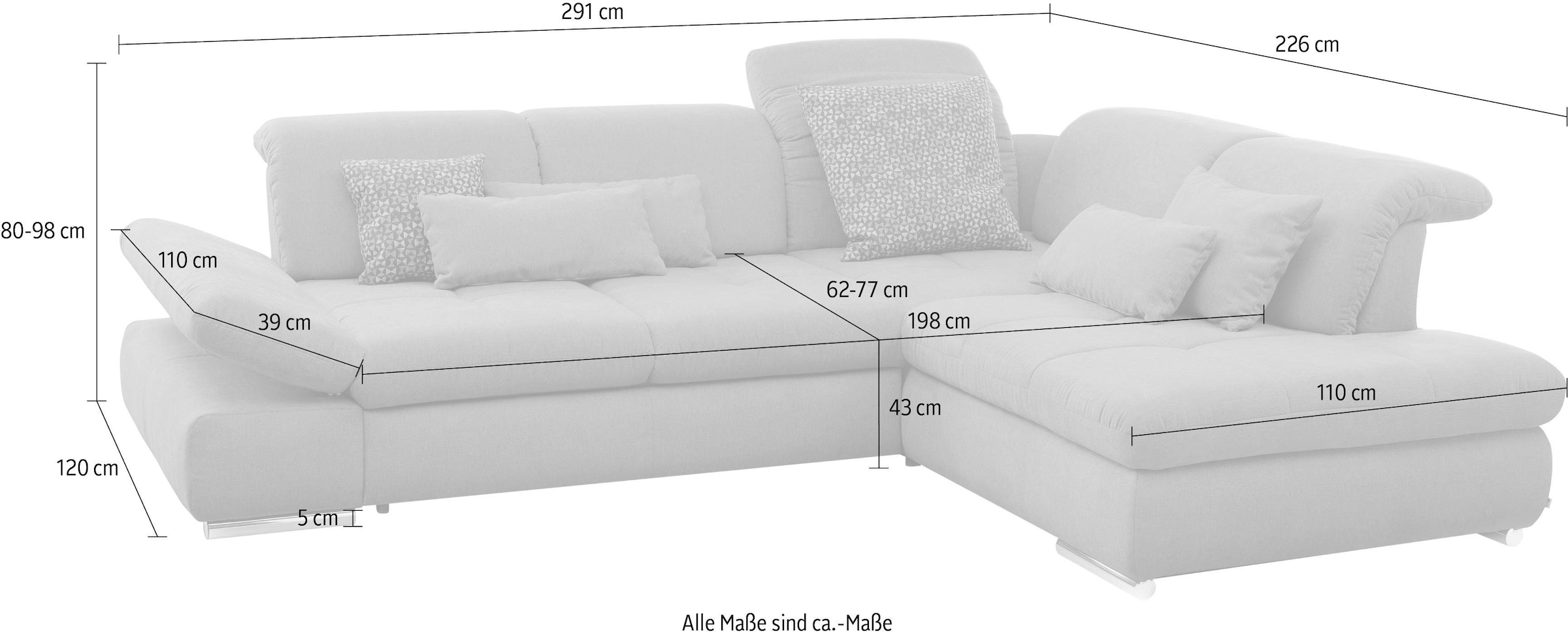 set one by Musterring Ecksofa »SO 4100«, wahlweise mit Bettfunktion