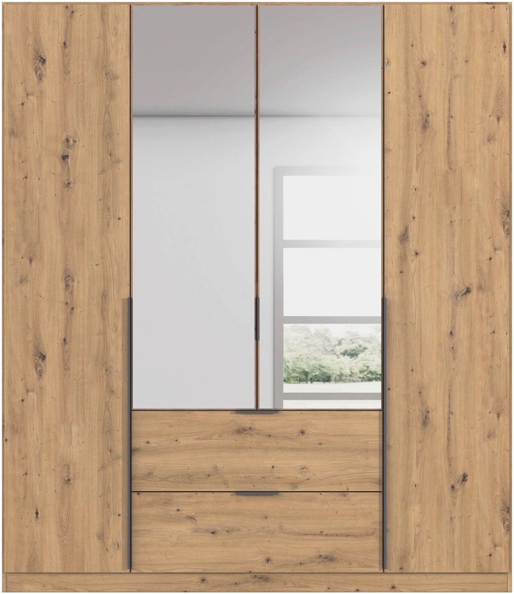 rauch Drehtürenschrank »Kleiderschrank Schrank Garderobe AGORDO mit Dekor- oder Hochglanzfront«, (in zwei Griff-Farben, Breiten 91-360 cm), mit Außenschubkästen, in 7 Breiten und 2 Höhen MADE IN GERMANY
