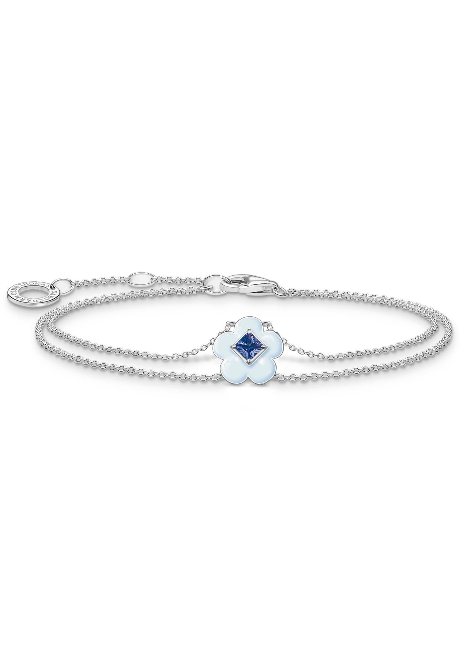 Bild von THOMAS SABO Armband »Blume mit blauem Stein, A2093-496-1-L19V«, mit Glas-Keramik Stein