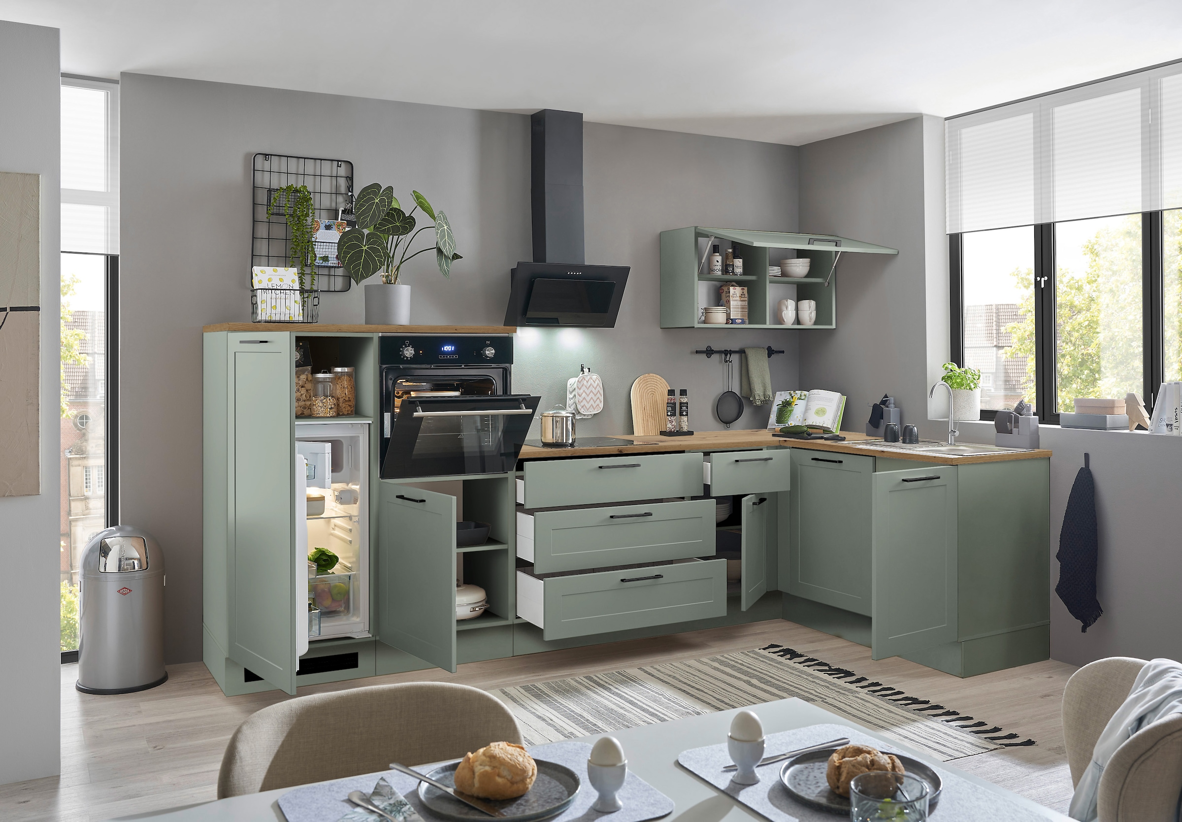 BASIC by Balculina Winkelküche »Marsi«, Stellmaße 320x175 cm, wahlweise mit E-Geräten, mit Soft-Close-Funktion