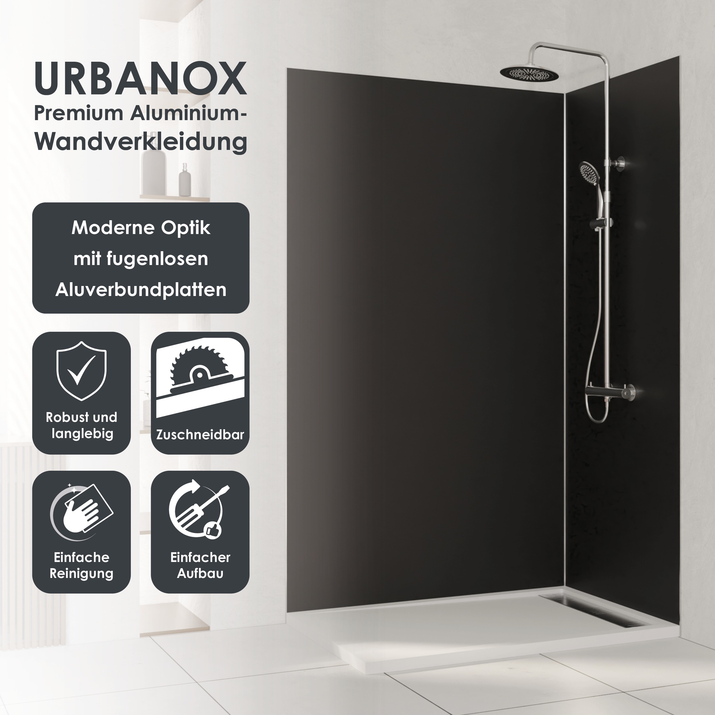 Marwell Duschrückwand »Urbanox« Set bestehend aus: 2 Paneele  90 x 210 cm