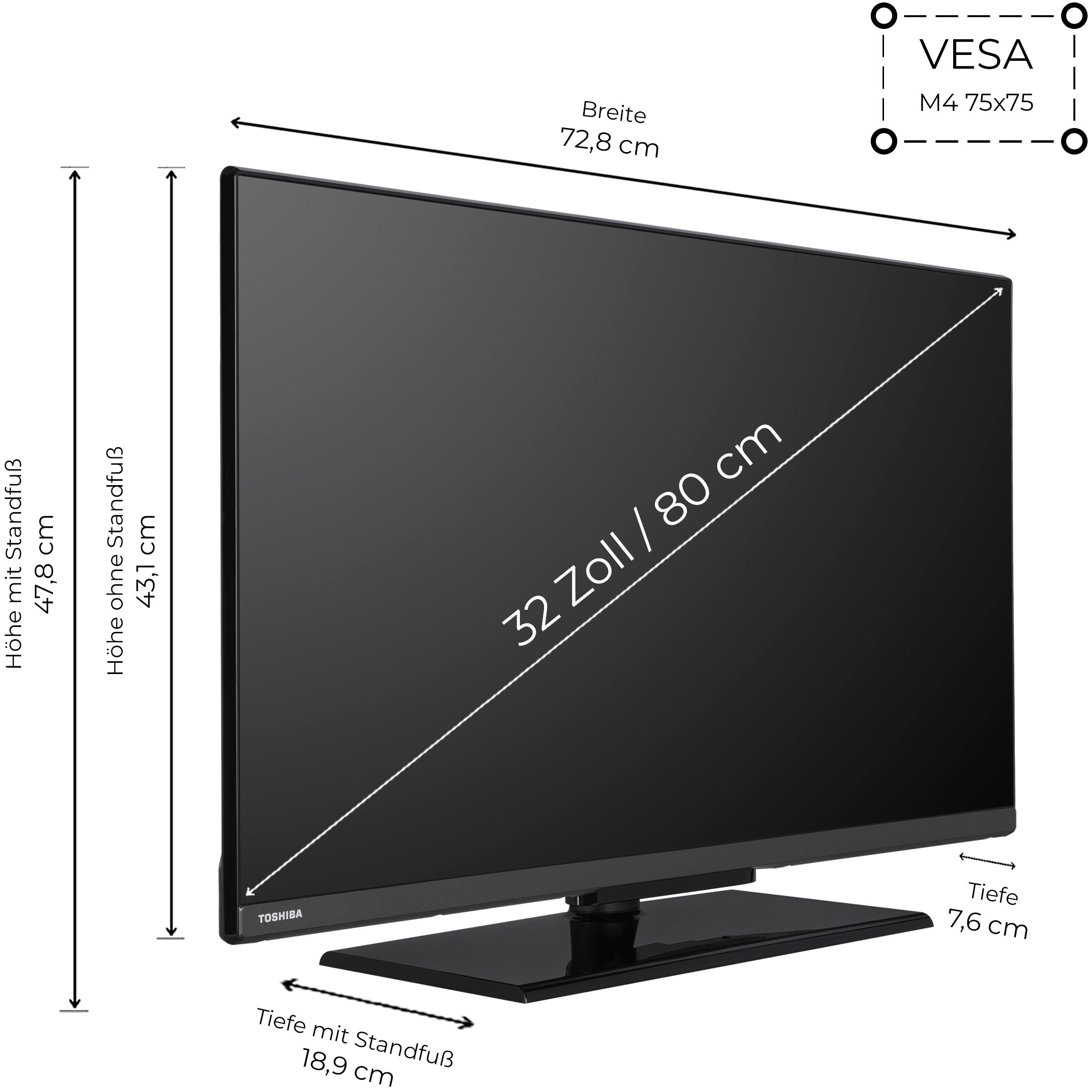 Toshiba LED-Fernseher »32LF3F63DAZ« 80 cm/32 ″ Full HD Smart-TV