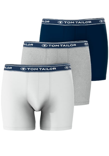 Tom Tailor Boxershorts »Buffer« 3er Pack, Bequem, Basic, Eng, Atmungsaktiv, Logobund, Baumwollmix