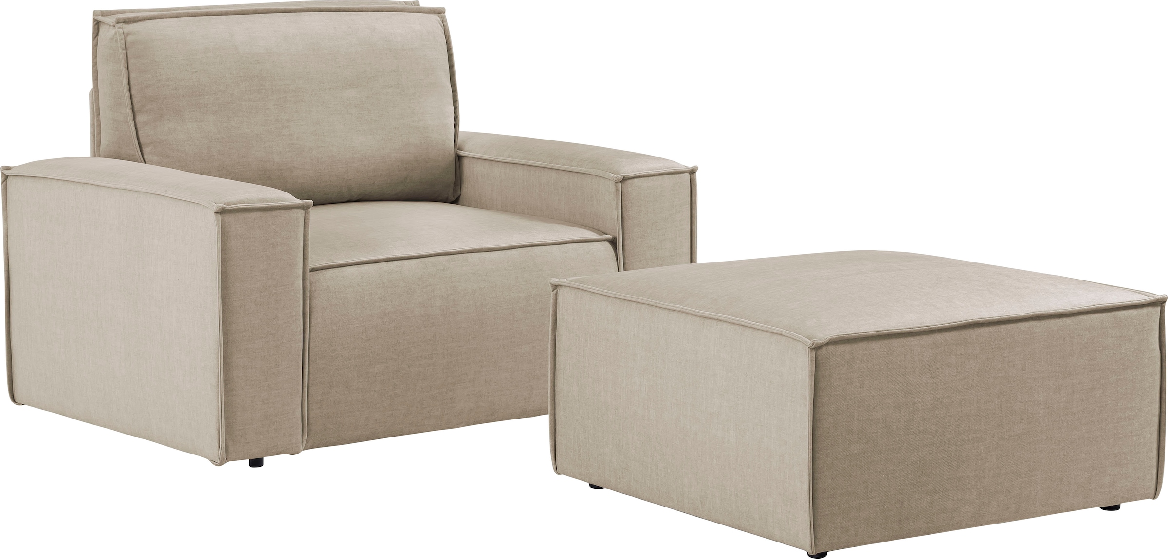 Home affaire Sessel »SHERWOOD«, Loveseat und Hocker im Set, passend zur Polster-Serie SHERWOOD