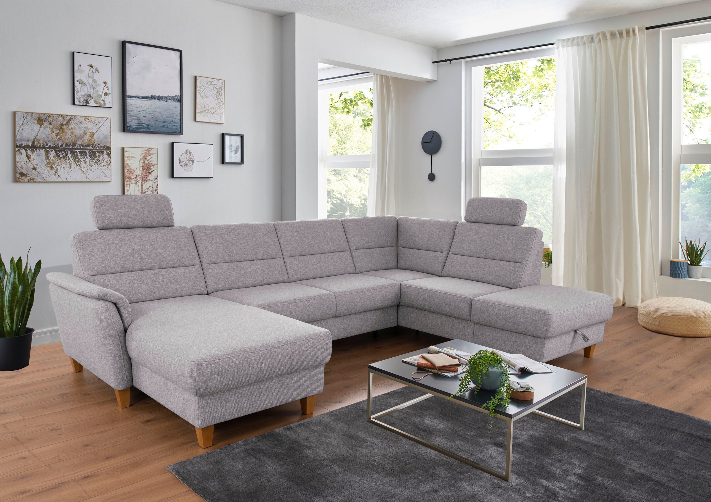 Home affaire Wohnlandschaft »Palmera U-Form, B: 308 cm« optional Bettfunkti günstig online kaufen