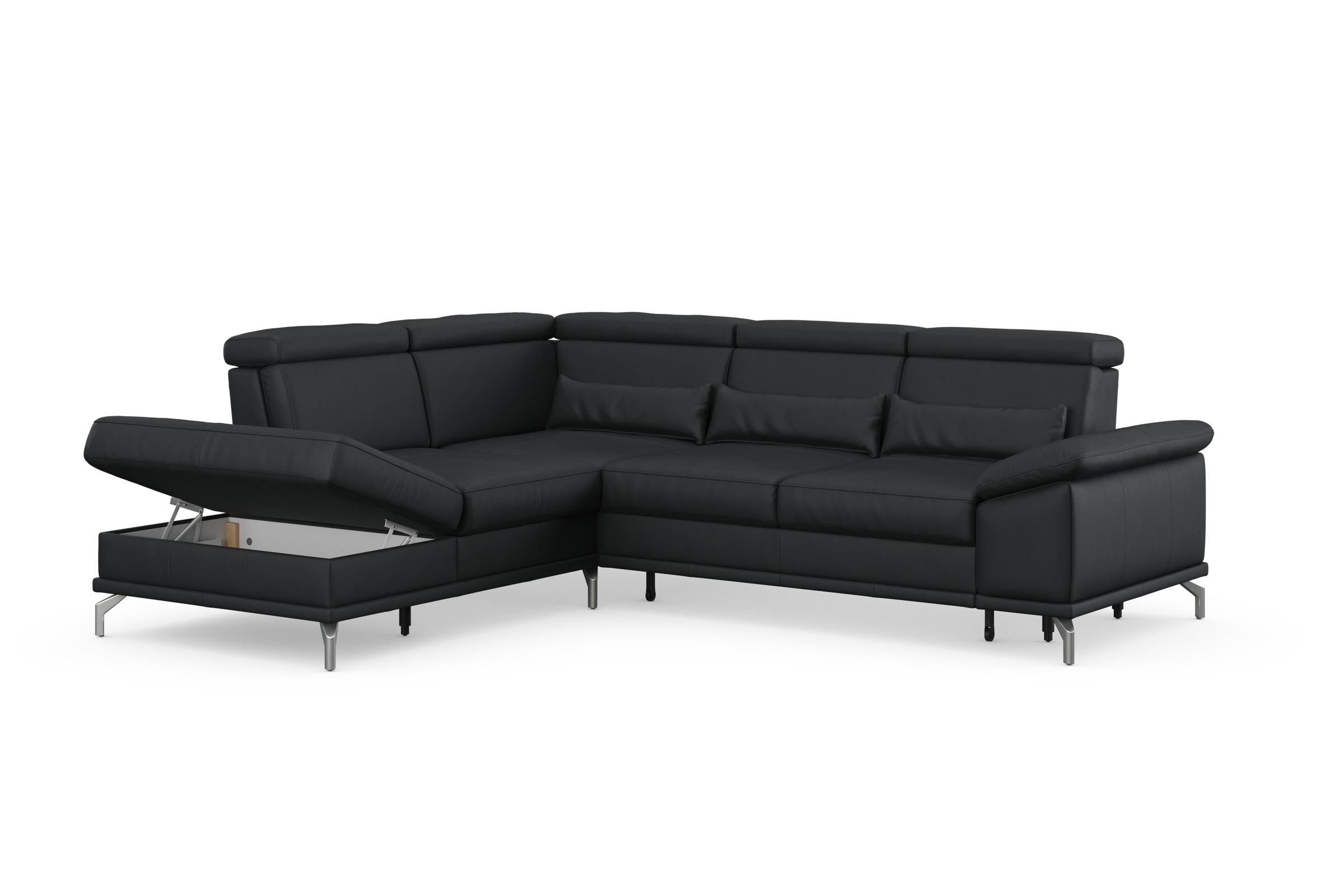 sit&more Ecksofa »Cabrio L-Form, mit Sitztiefenverstellung, Arm- und Kopfteilverstellung«, 3 Nierenkissen, Federkern, optional Bettfunktion und Stauraum