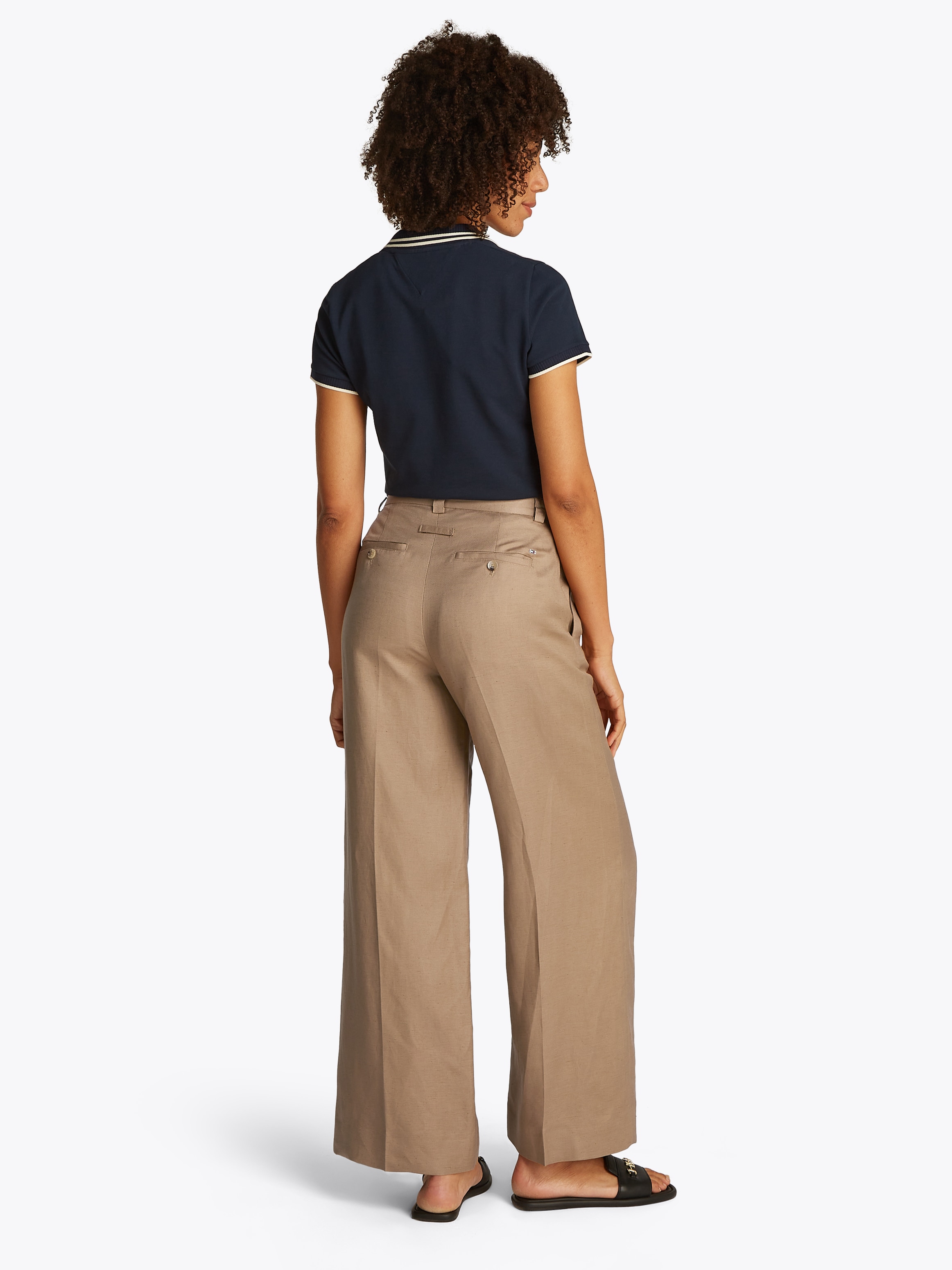 Tommy Hilfiger Leinenhose »VISCOSE LINEN WIDE LEG PANTS«, mit Bügelfalten,kühlendes Premium Leinen