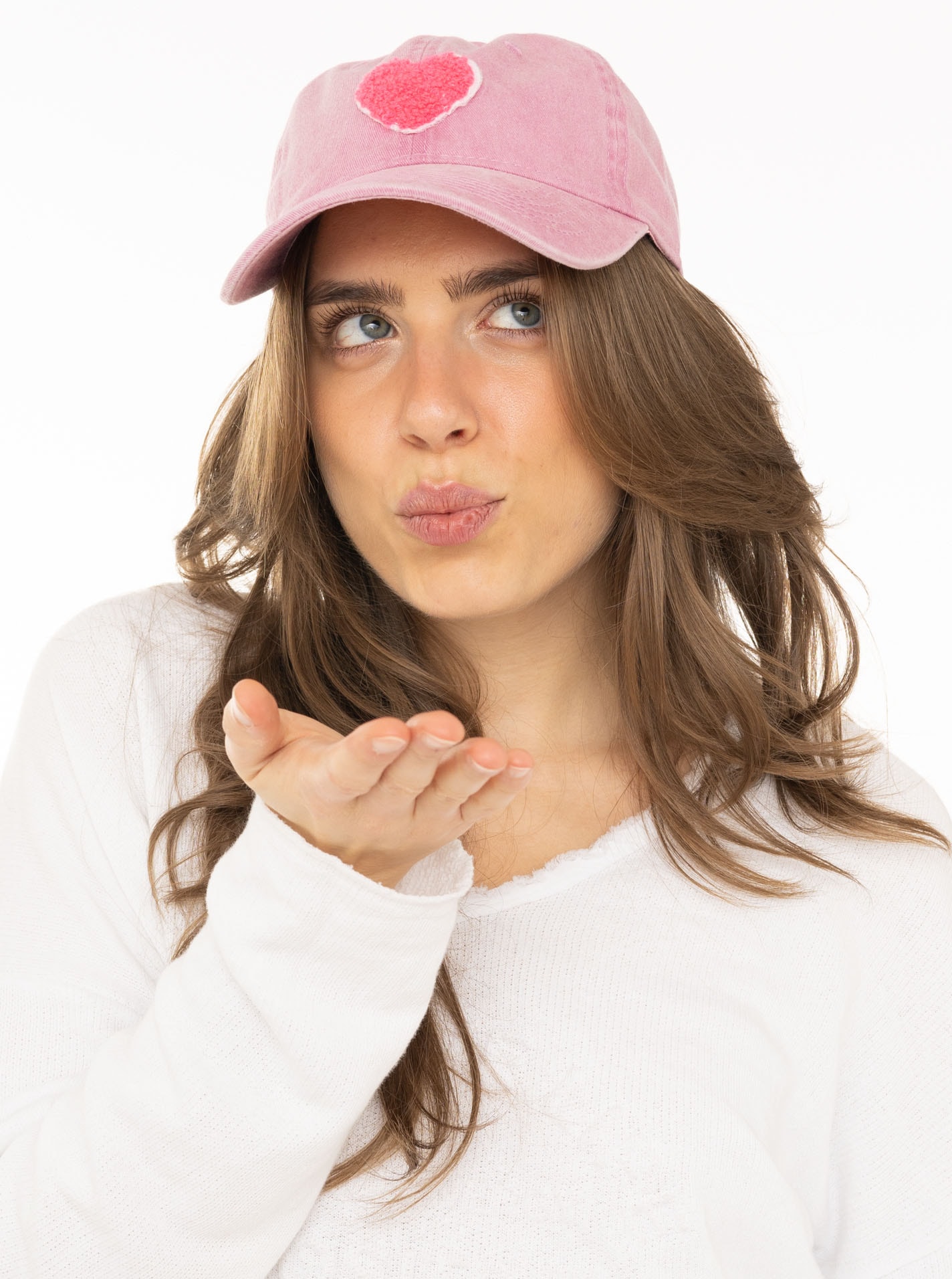 Zwillingsherz Baseball Cap »"Herz"« Pinkes Teddy-Herzpatch, vintage Look