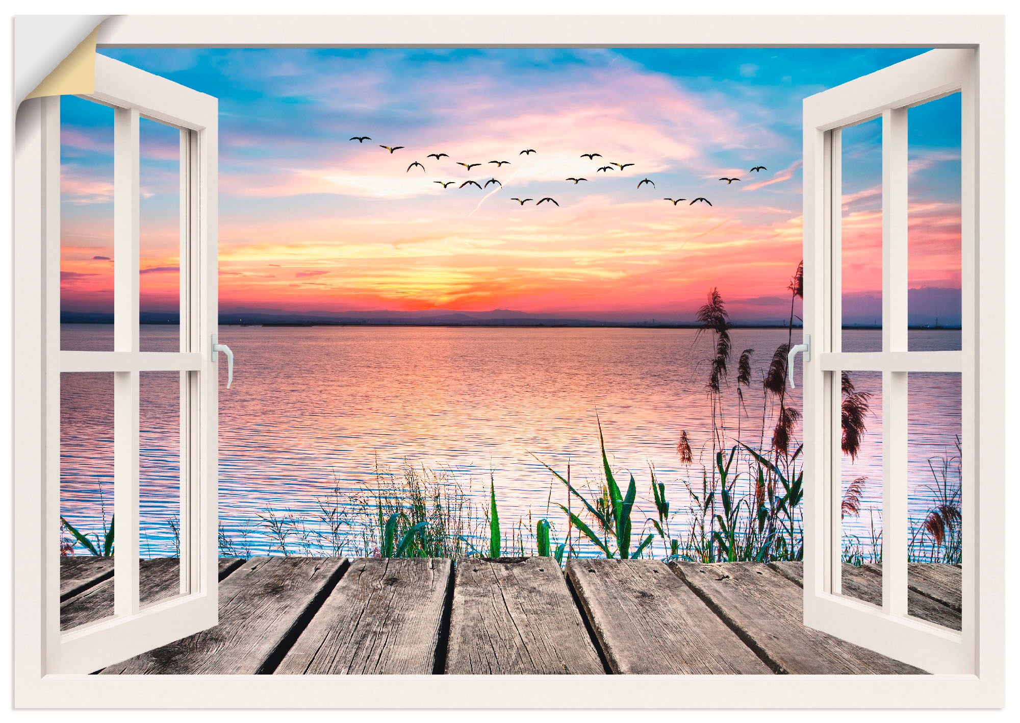 Artland Wandbild "See in den Farben der Wolken", Fensterblick, (1 St.), als günstig online kaufen