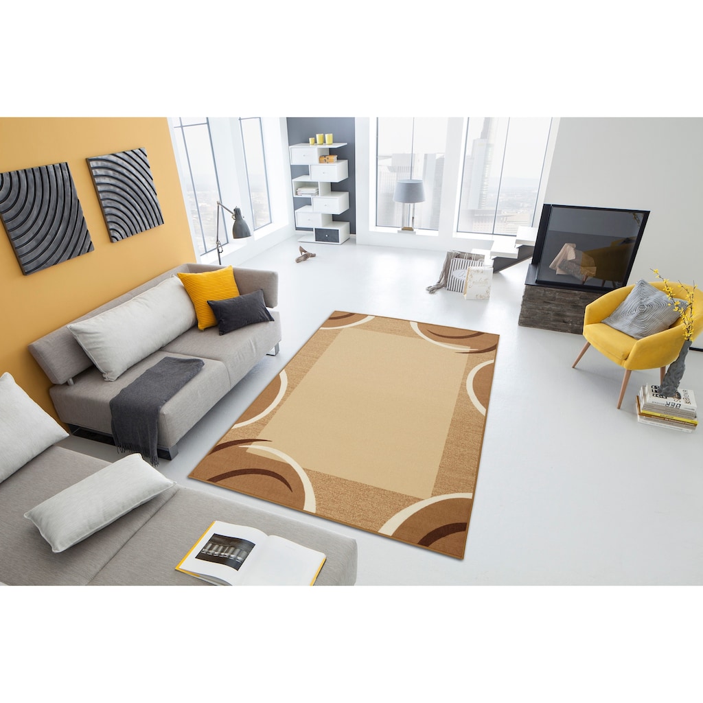 THEKO Teppich »Loures«, rechteckig, 6 mm Höhe, Kurzflor, mit moderner Bordüre, ideal im Wohnzimmer & Schlafzimmer