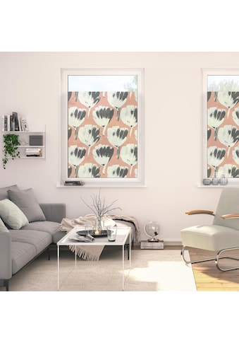 Fensterfolie »Fensterfolie selbstklebend, Sichtschutz, Jumbo Flowers on salmon - Rot«,...