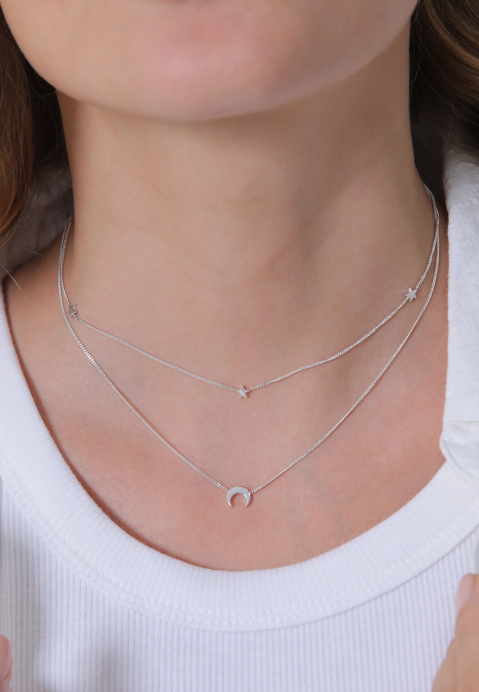 Elli Collier »Choker Layer Halbmond und Sterne 925er Silber«