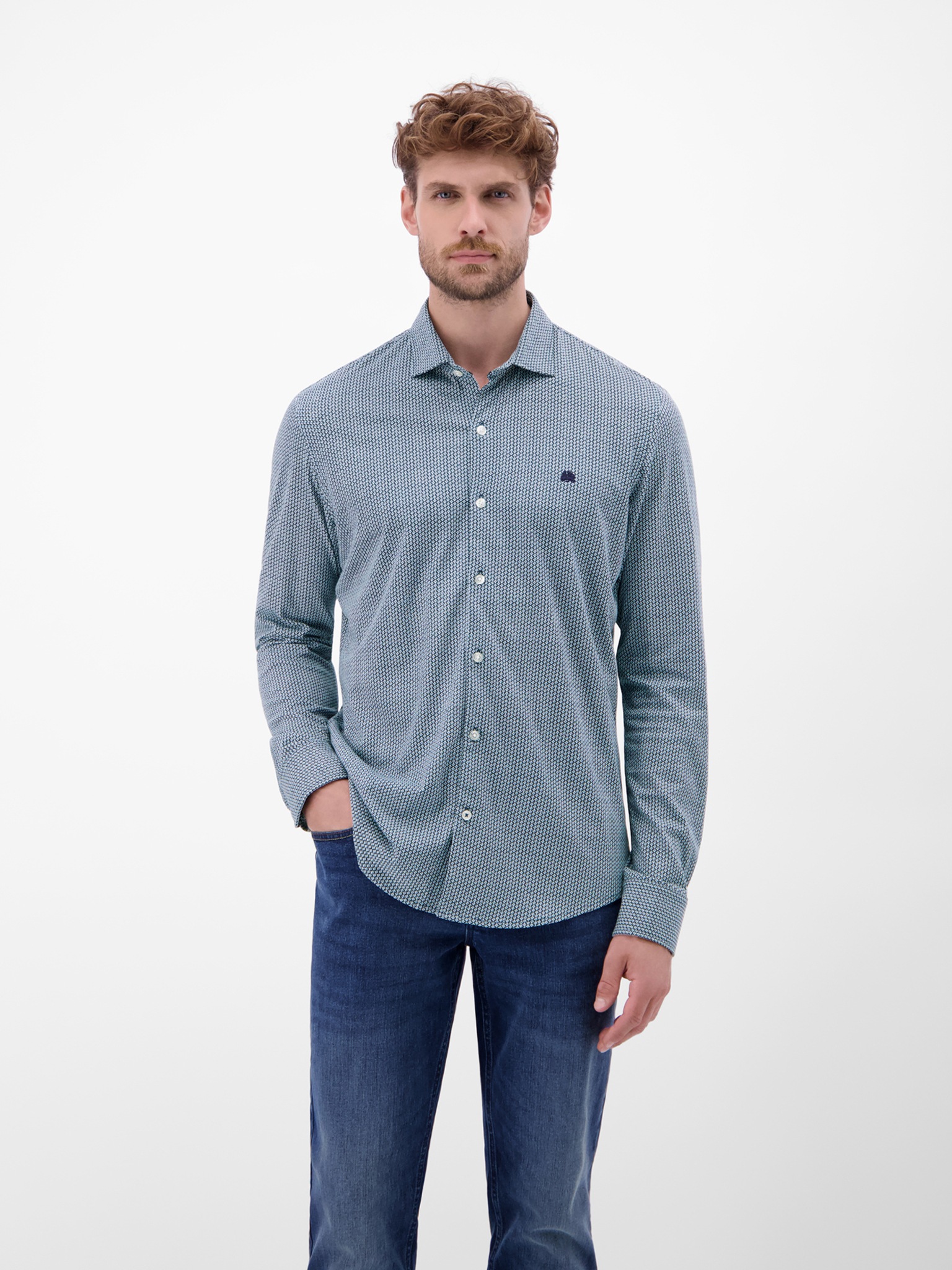 LERROS Langarmhemd mit Logo Stickerei