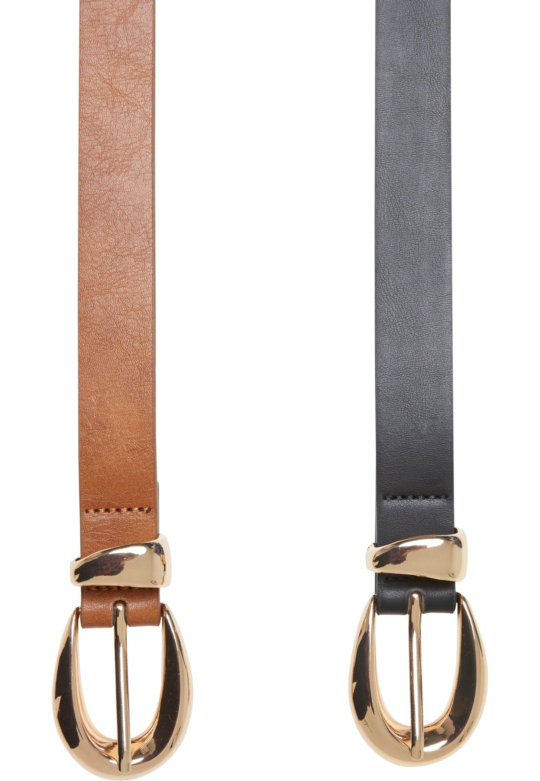 URBAN CLASSICS Synthetikgürtel »Urban Classics Chunky Buckle Loop Synthetic Leather Belt 2-Pack«