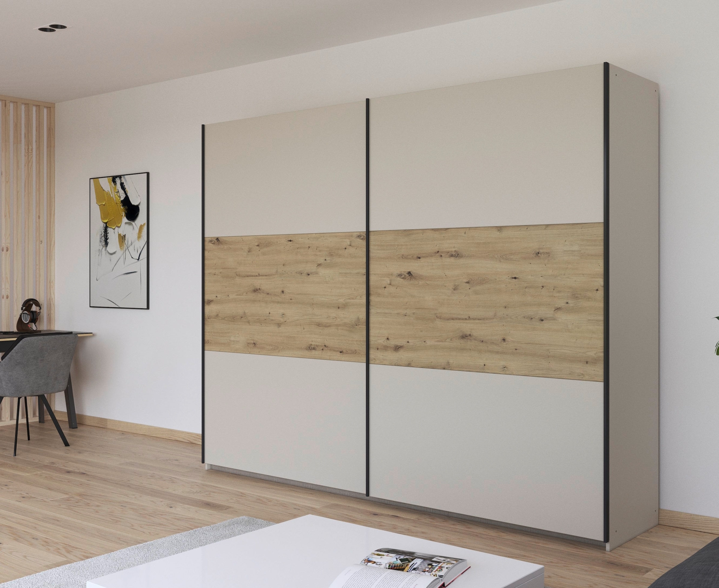 rauch Schwebetürenschrank »Kleiderschrank Schrank Garderobe Garderobenschrank Wäscheschrank NEO«, (in 3 verschiedenen Ausstattungen BASIC/CLASSIC/PREMIUM), mit großzügigem Stauraum und vielfältigen Farbkombinationen