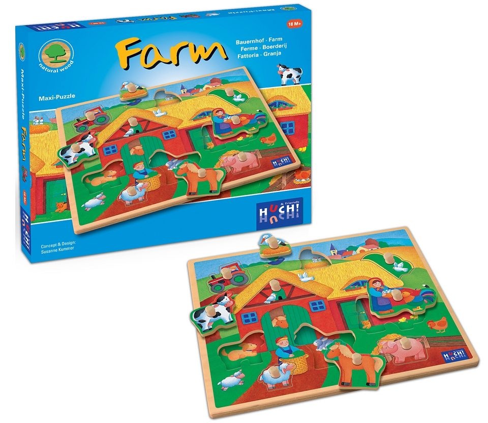 Huch! Puzzle »Wooden Line Farm«, 9 Maxi-Teile