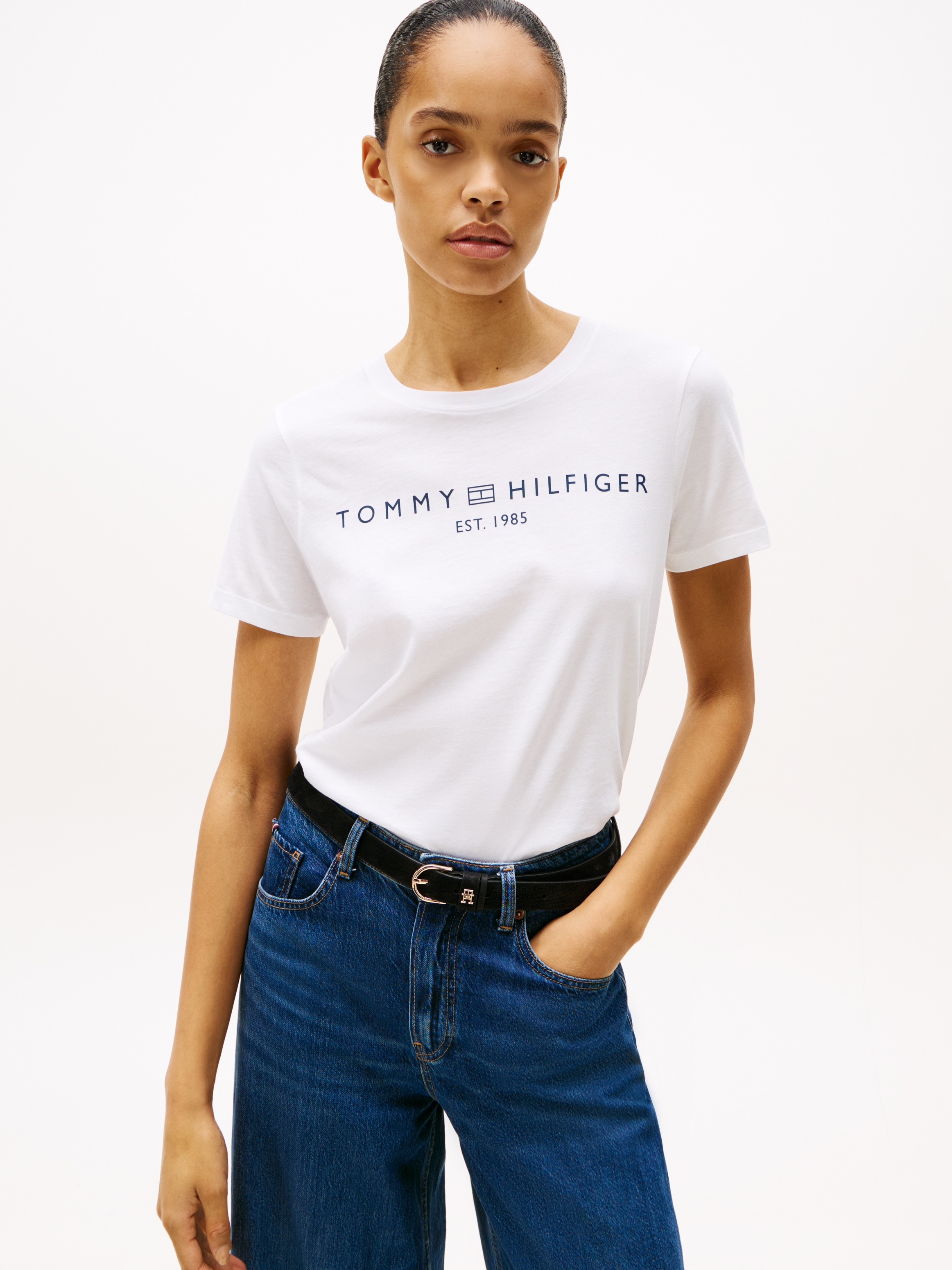 Tommy Hilfiger T-Shirt »REG CORP LOGO C-NK SS«, mit Logoschriftzug