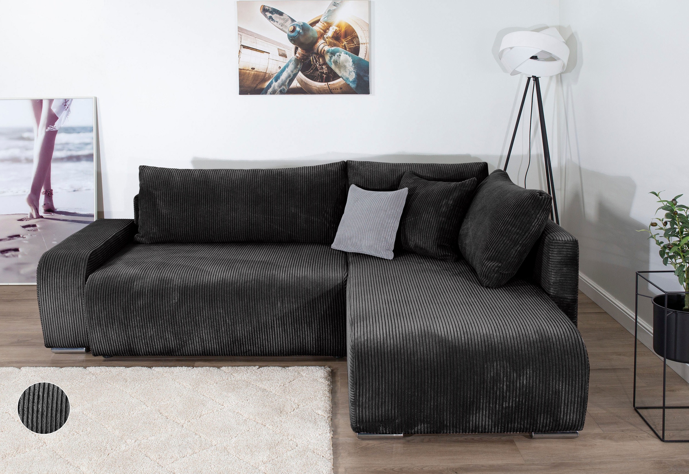COLLECTION AB Ecksofa »Poppy, L-Form, Breite 227 cm mit Schlaffunktion« ink günstig online kaufen