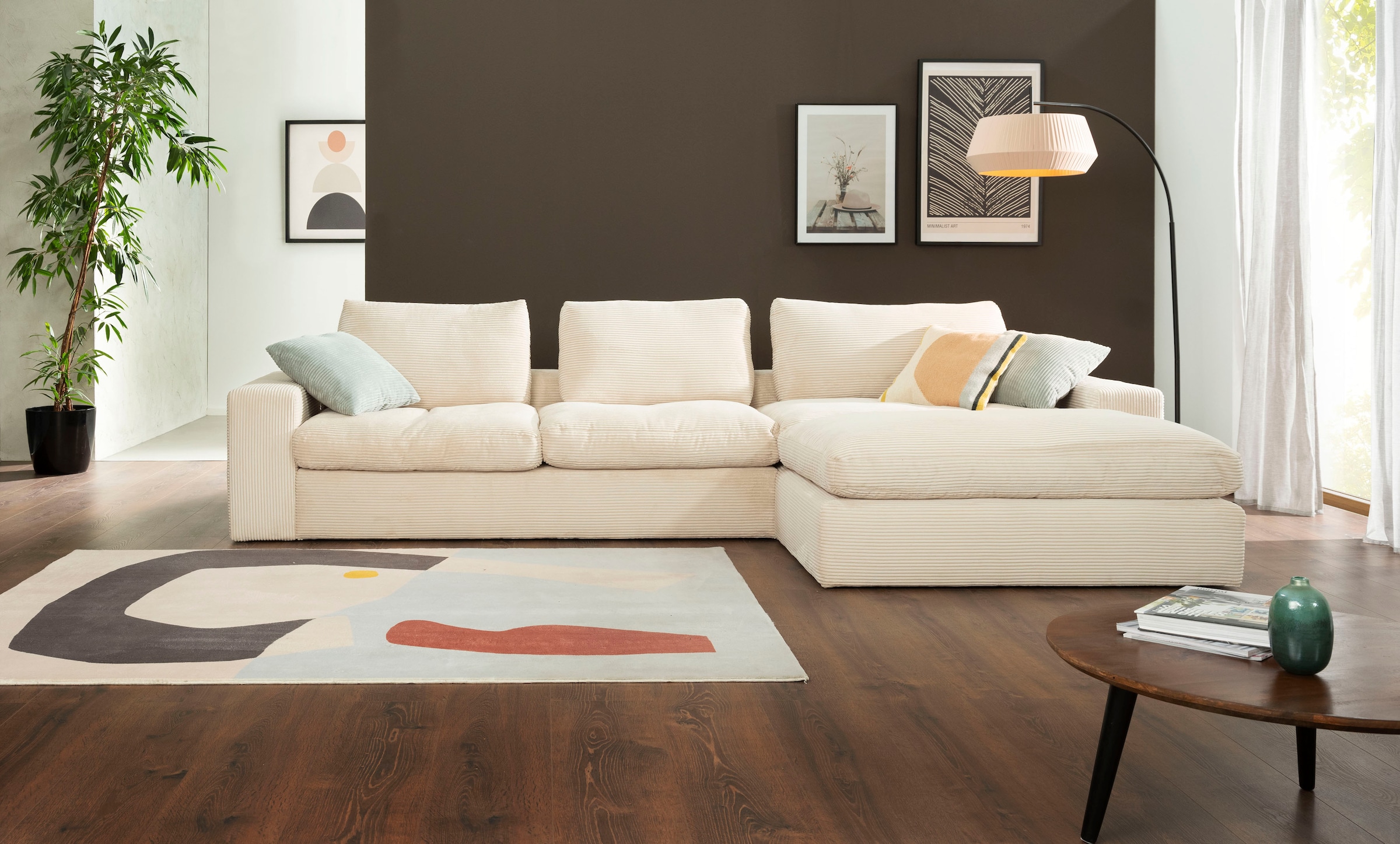 alina Ecksofa »Sandy«, mit Recamiere, in modernem Cordstoff günstig online kaufen