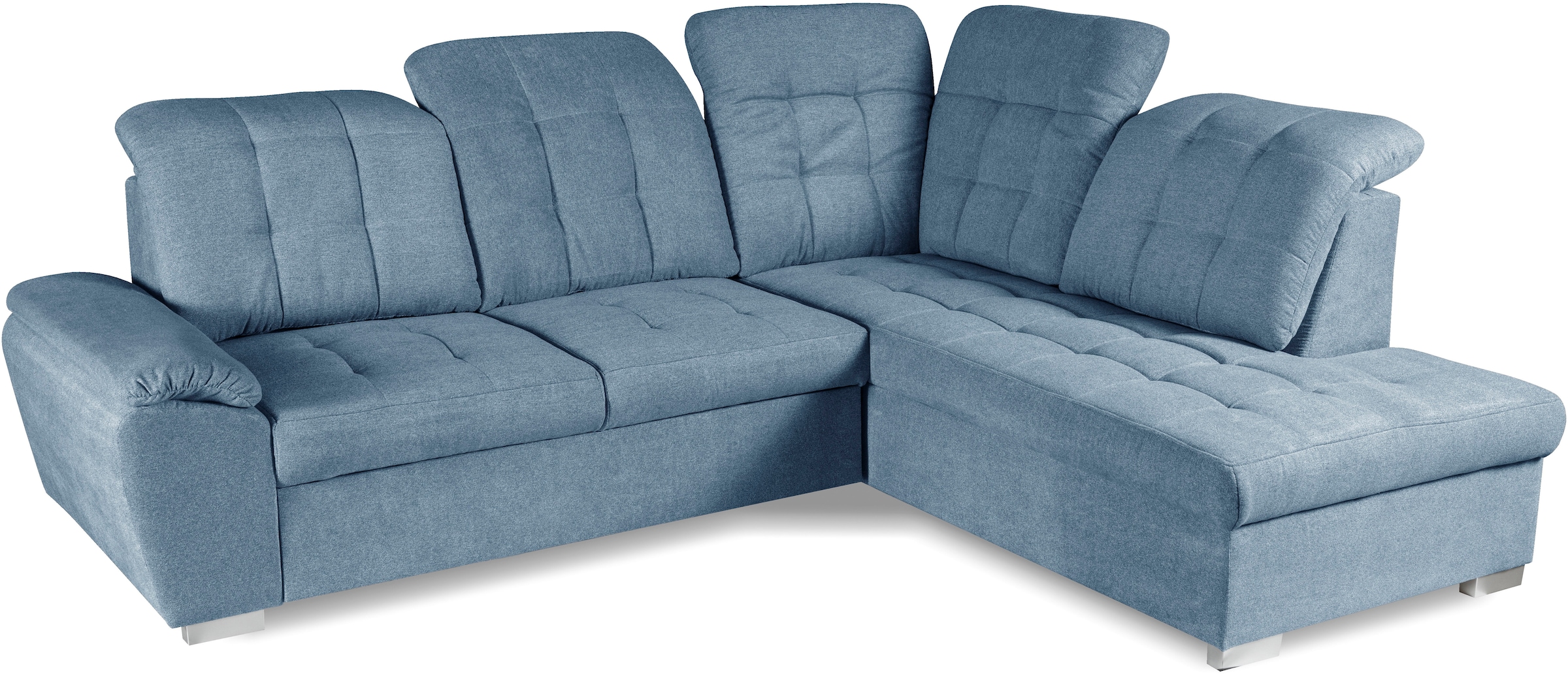 WERK2 Ecksofa »Brindisi, Multifunktion, bequem & komfortabel, Breite 263cm, L-Form« mit verstellbaren Kopfteilen, Bettfunktion & Bettkasten