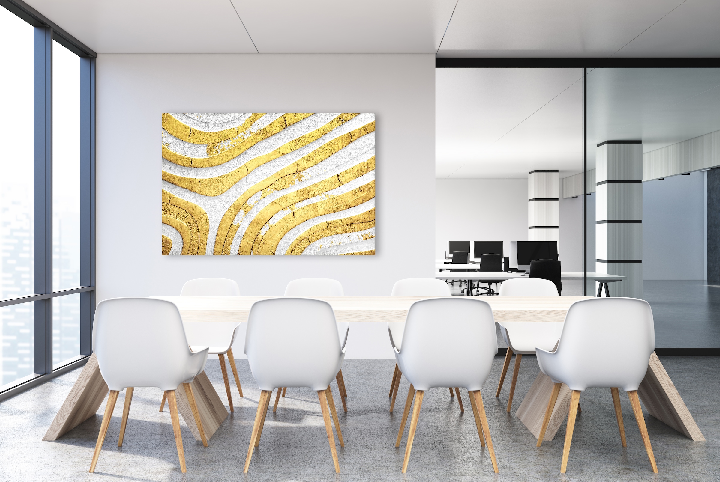 queence Leinwandbild »White and Gold« Abstrakt 1 Stk. tlg. mit sehr guten S günstig online kaufen