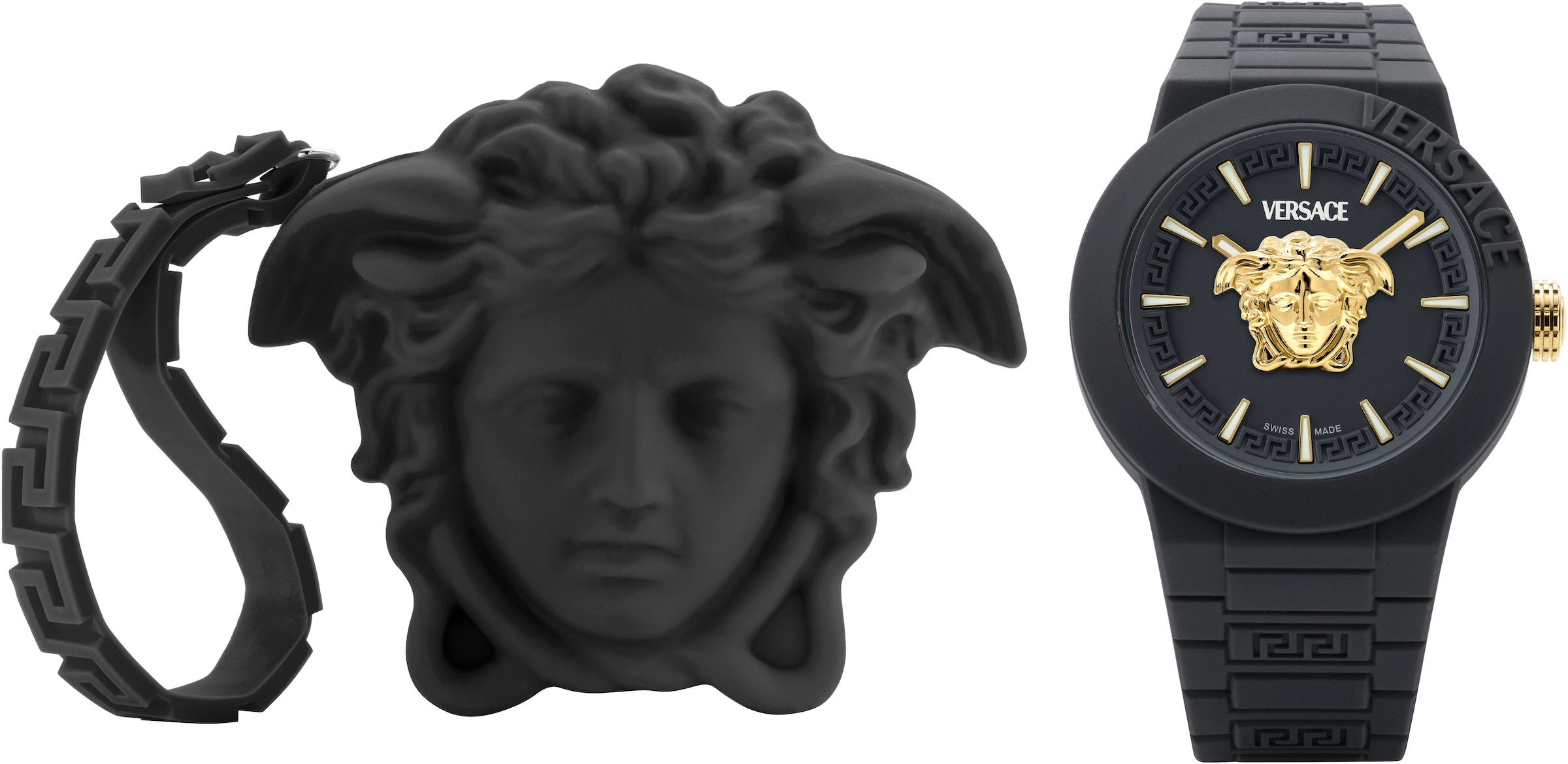 Versace Quarzuhr »V-POP GENTS« Armbanduhr, Herrenuhr, Swiss Made, Silikonarmband, analog, Saphirglas