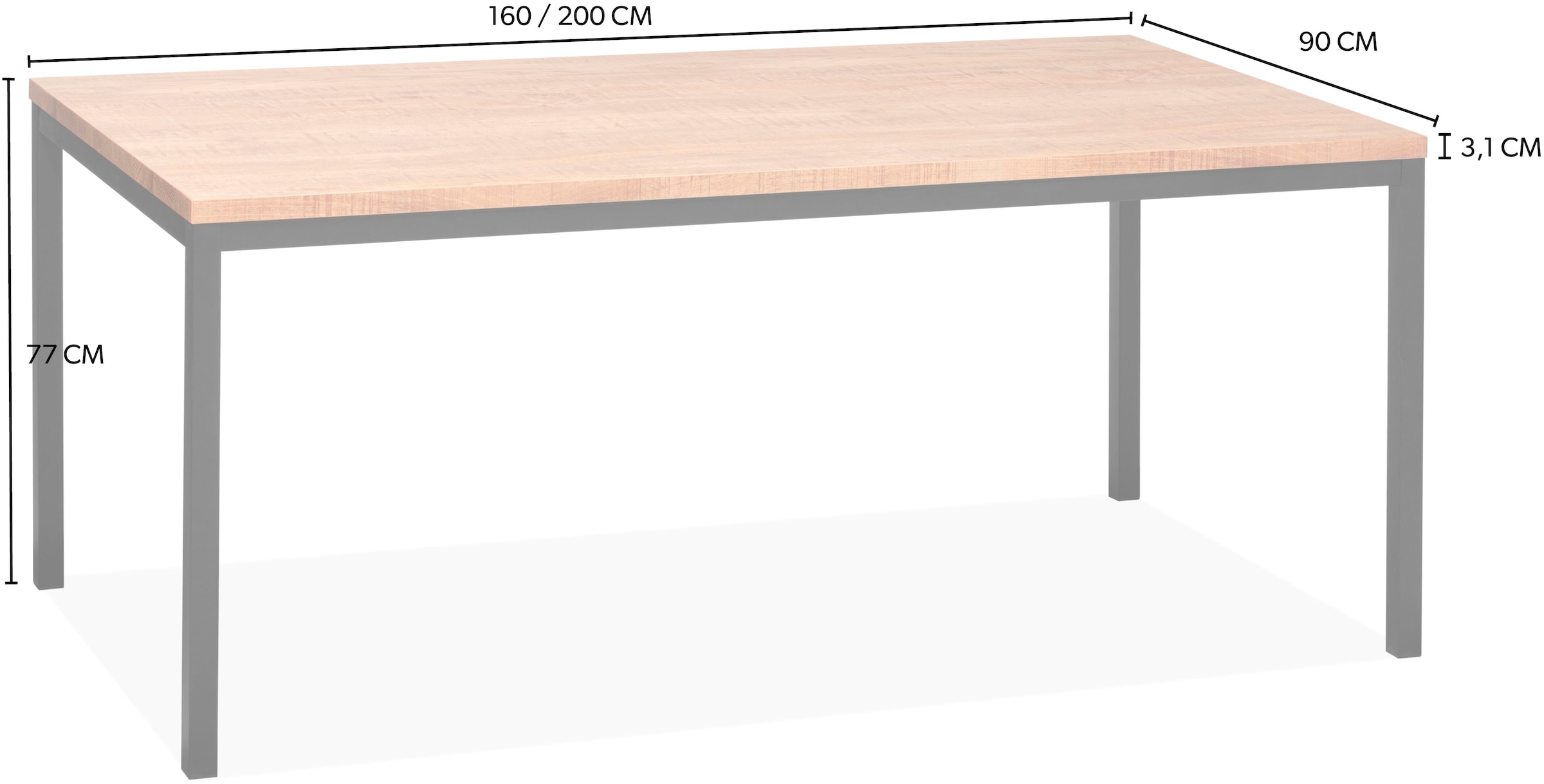 OMG Design Esstisch »Carriba«, (1 St.), In 2 Größen, mit Metallgestell