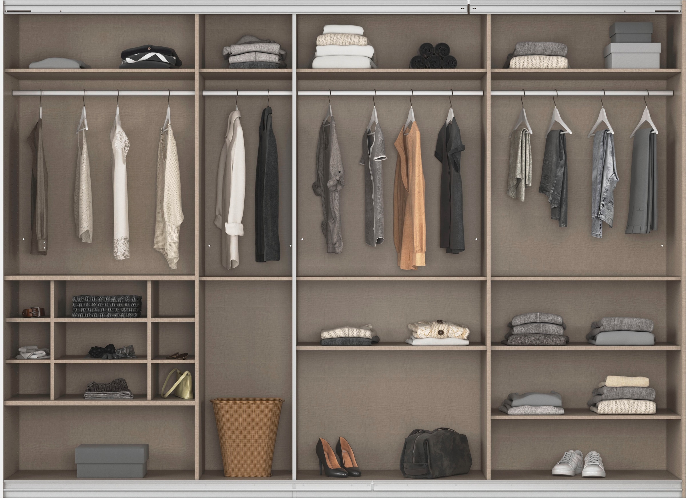 rauch Schwebetürenschrank »Kleiderschrank Schrank Garderobe Wäscheschrank TOMA mit Passepartout«, inkl. Regaleinsatz sowie zusätzlichen Einlegeböden MADE IN GERMANY