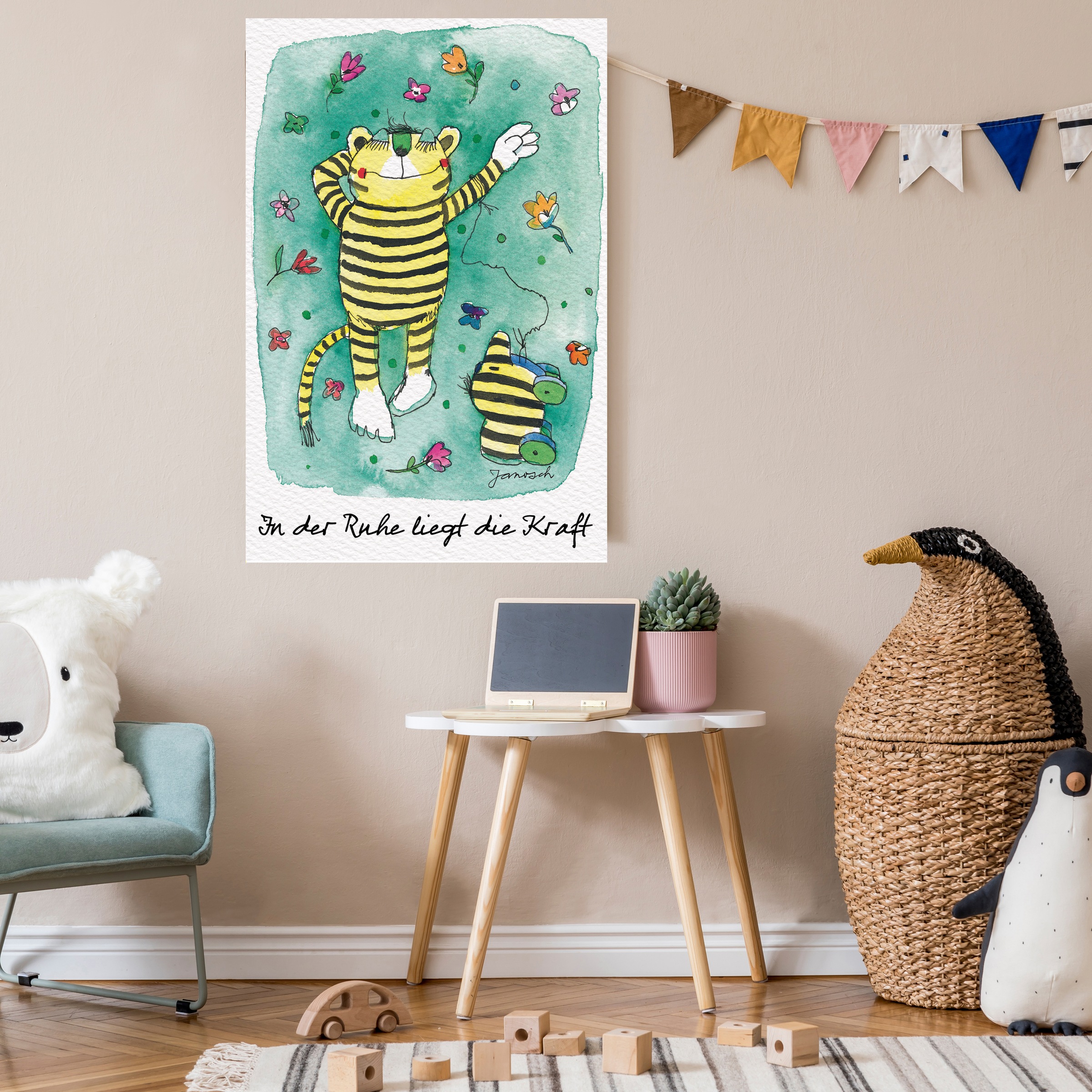LuckyLinde Leinwandbild »Der kleine Tiger - In der Ruhe...« Blumen   Ente günstig online kaufen