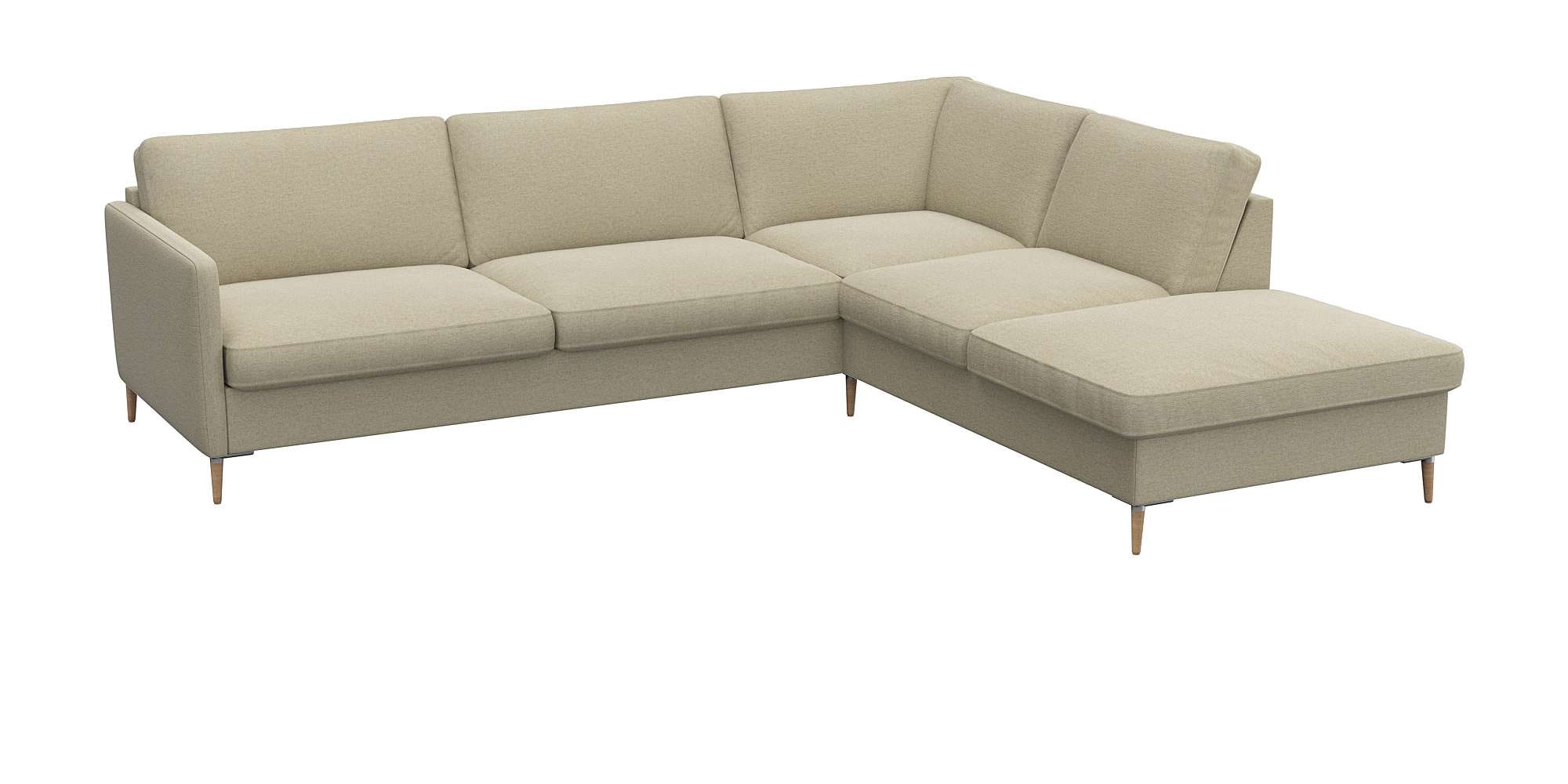 FLEXLUX Ecksofa »Fiore, super Sitzkomfort durch Kaltschaum im Sitz, L-Form« schmale Armlehnen, Füße Alu+ Eiche