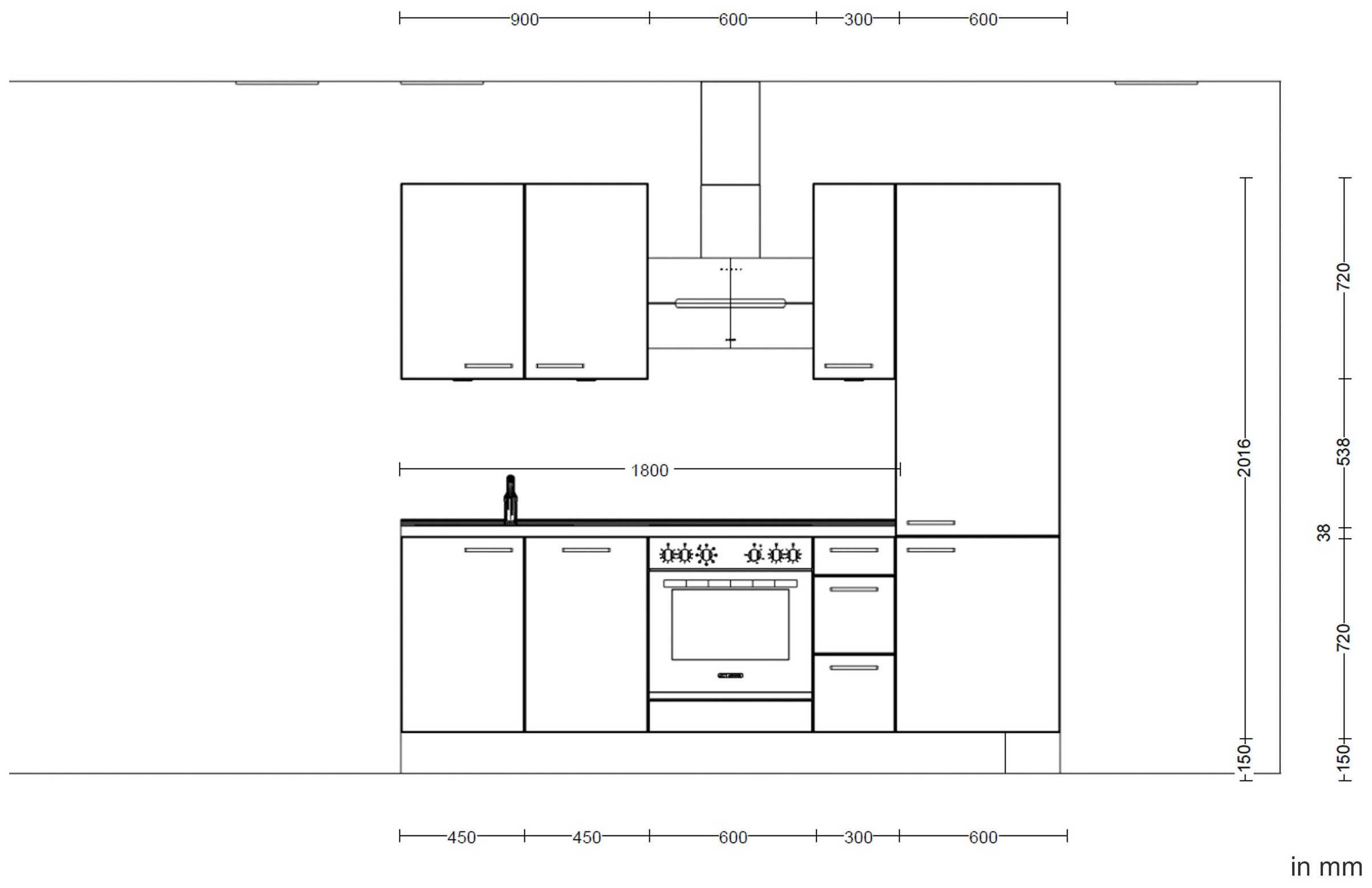 nobilia® Küchenzeile »"Cascada II"« vormontiert, Breite 240 cm, Ausrichtung wählbar, wahlw. mit E-Geräten