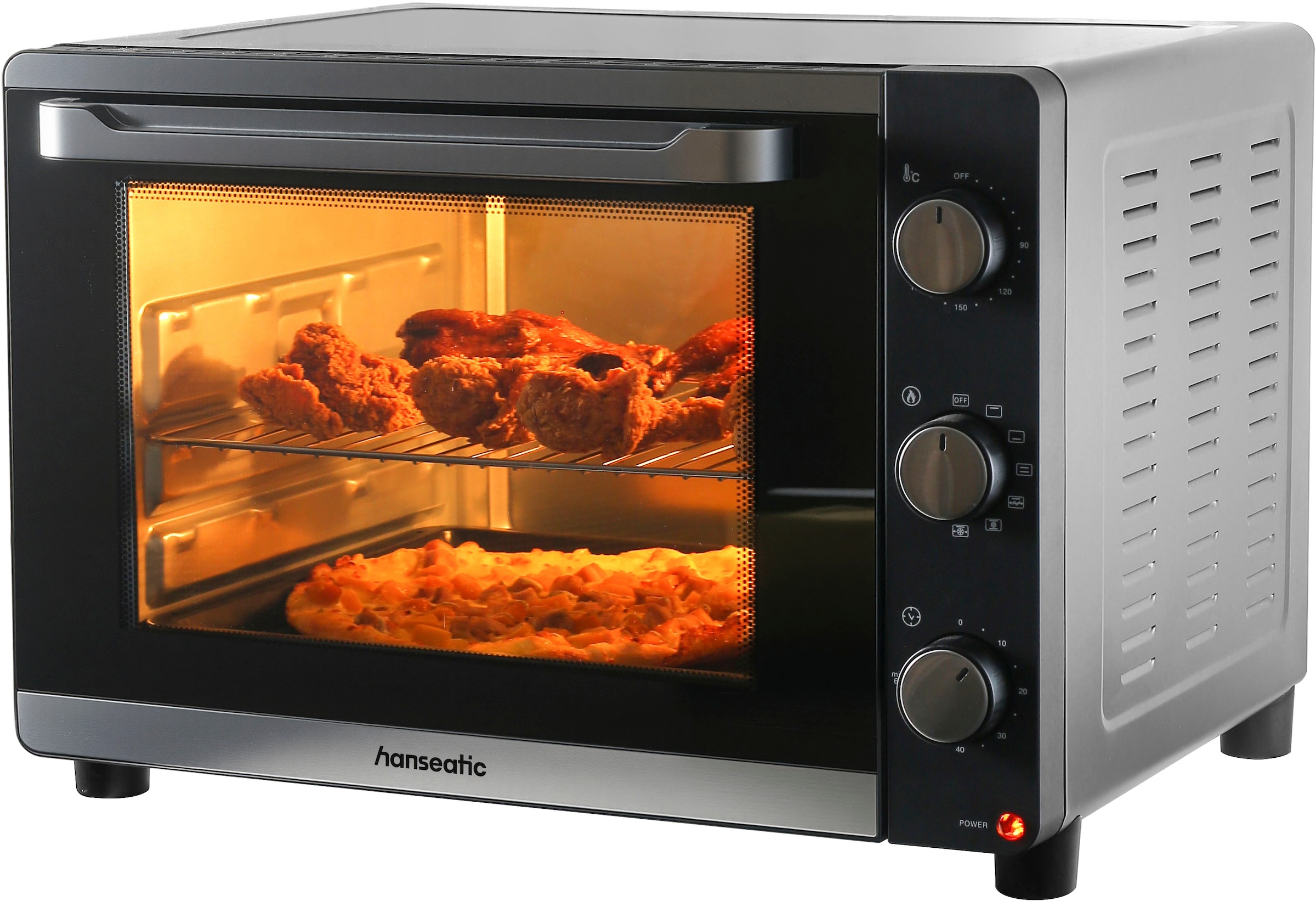 Hanseatic Kleinküche »HMO466BKB mit XXL 46-L-Garraum« Temperatureinstellung 90°C-230C°