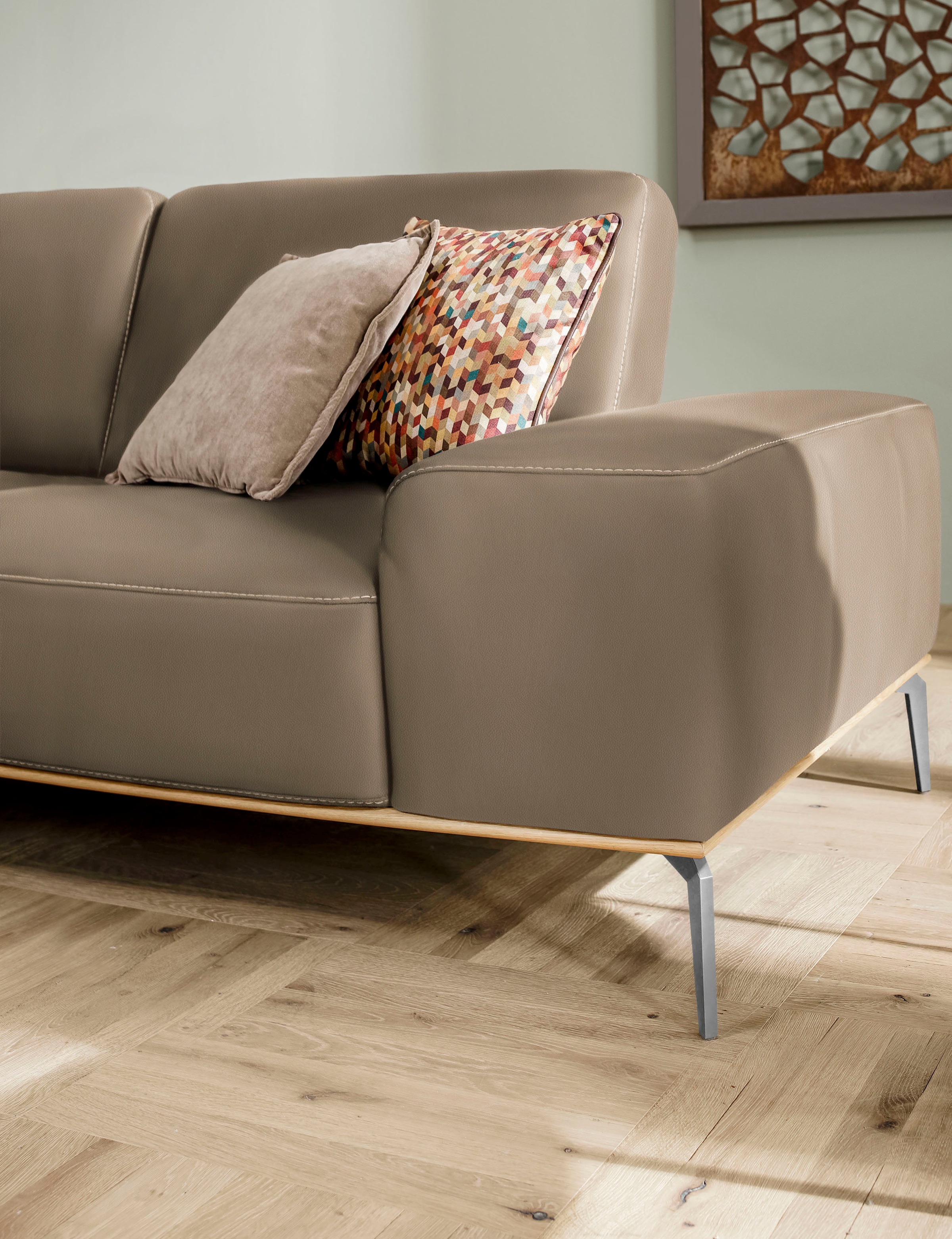 W.SCHILLIG Ecksofa »run, Designsofa mit tollem Sitzkomfort, bequem, L-Form«, mit elegantem Holzsockel, Füße in Chrom glänzend, Breite 319 cm
