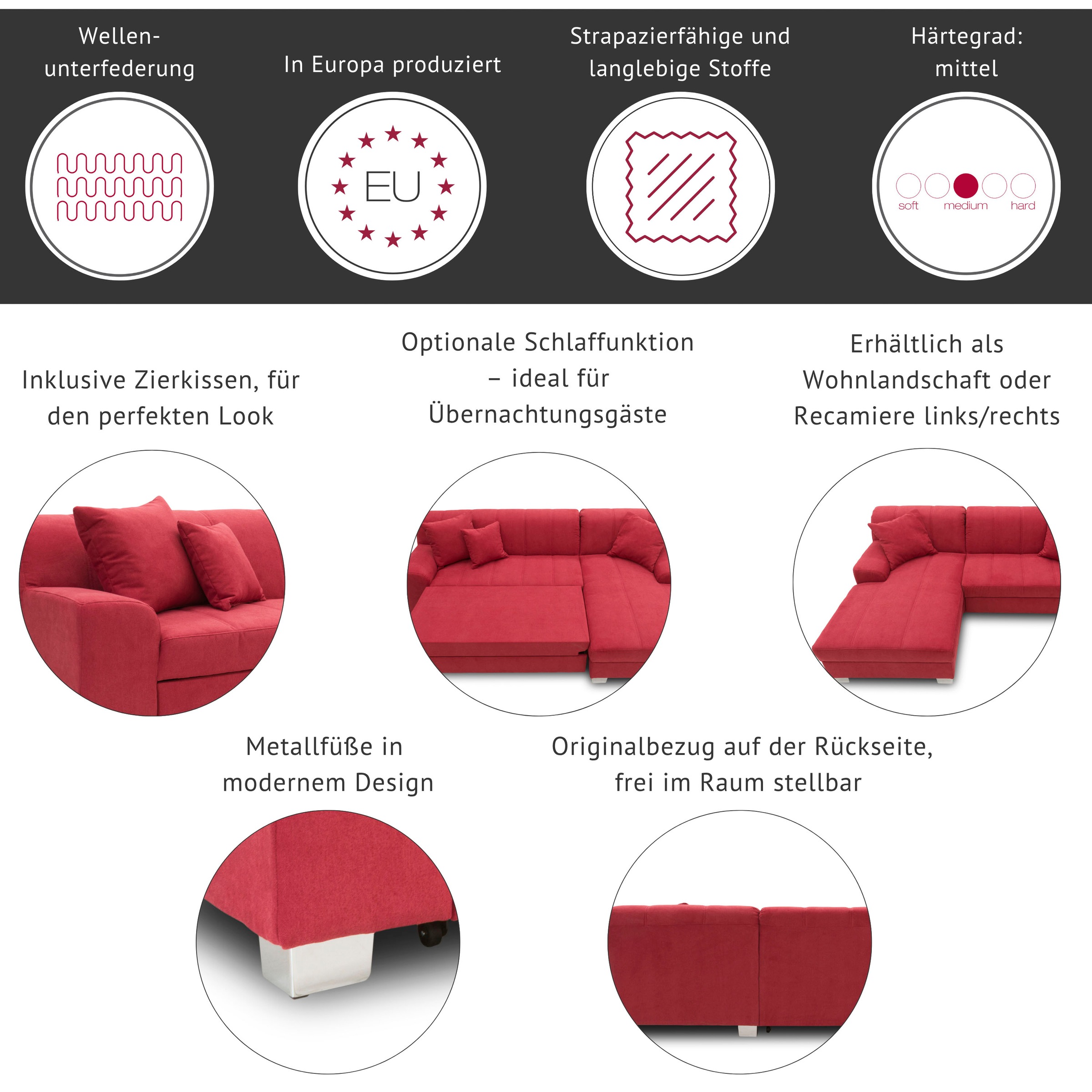 DOMO collection Wohnlandschaft »Turah moderne Steppung, incl. Zierkissen, a günstig online kaufen