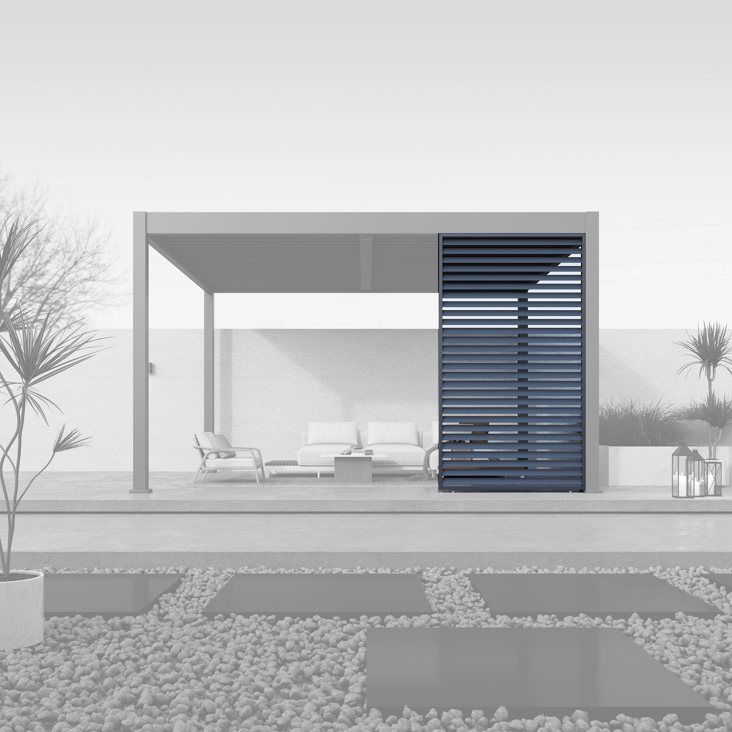 Paragon Pavillonseitenteil »Lamellen Sichtschutz für Pergola Grand Tuscan 14 Grau« BxH: 135x234 cm