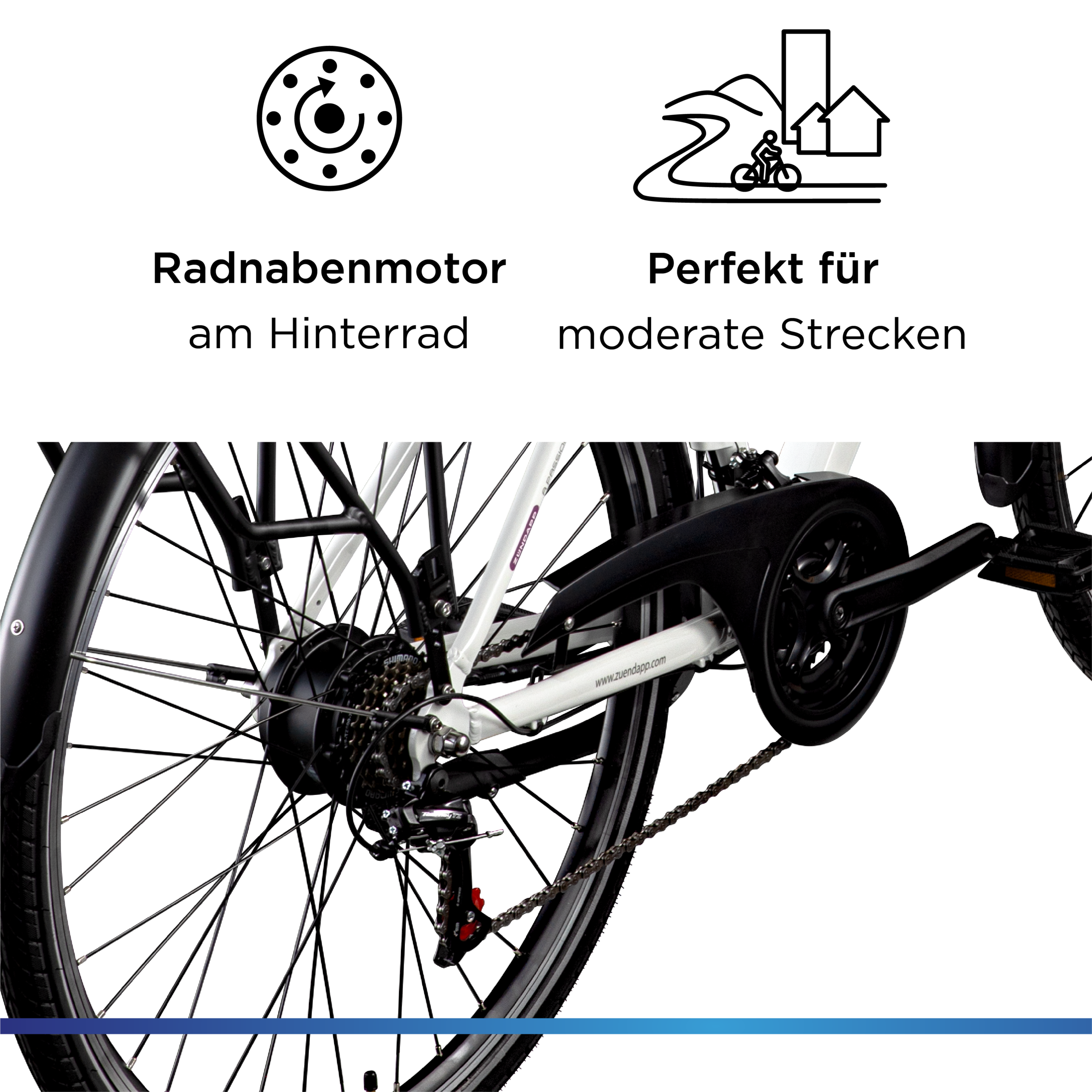 Zündapp »Z802 Damen« 21 Gang Shimano Altus RD-M310 Schaltwerk Kettenschaltung Heckmotor 250 W Pedelec, Elektrofahrrad für Damen