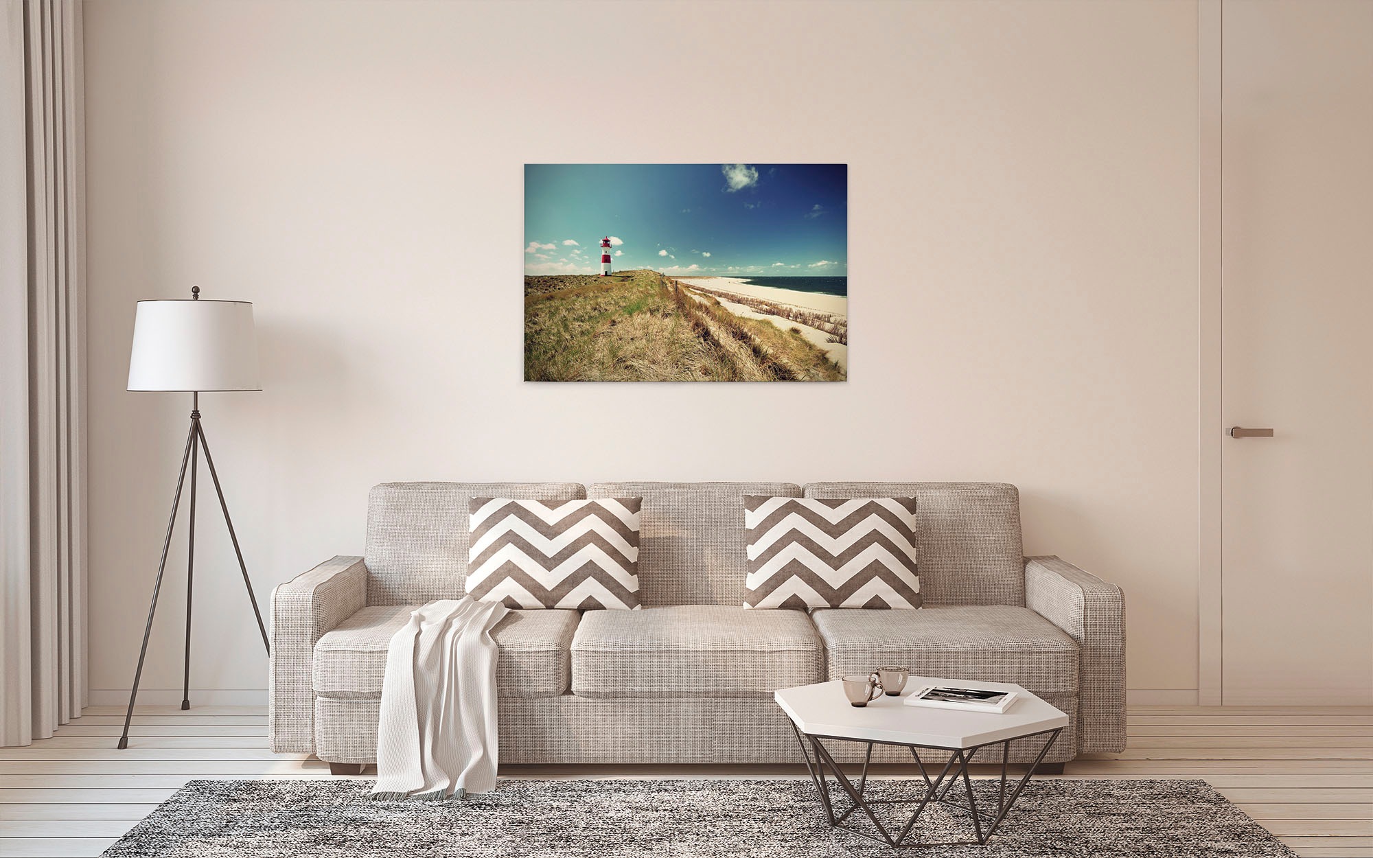 A.S. Création Leinwandbild »Lighthouse«, Kunst-Gemälde-Kinder, (1 St.), Strand Dünen Meer Keilrahmen Natur Leinwand-Bild Wohnzimmer modern