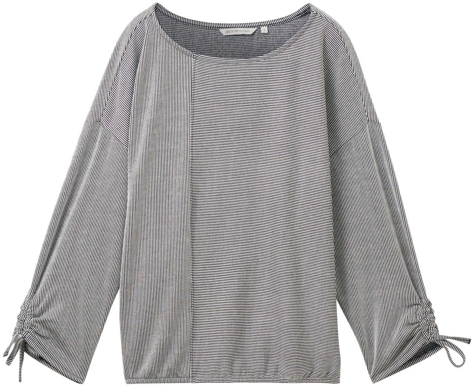 TOM TAILOR Denim 3/4-Arm-Shirt, in feiner Rippoptik
