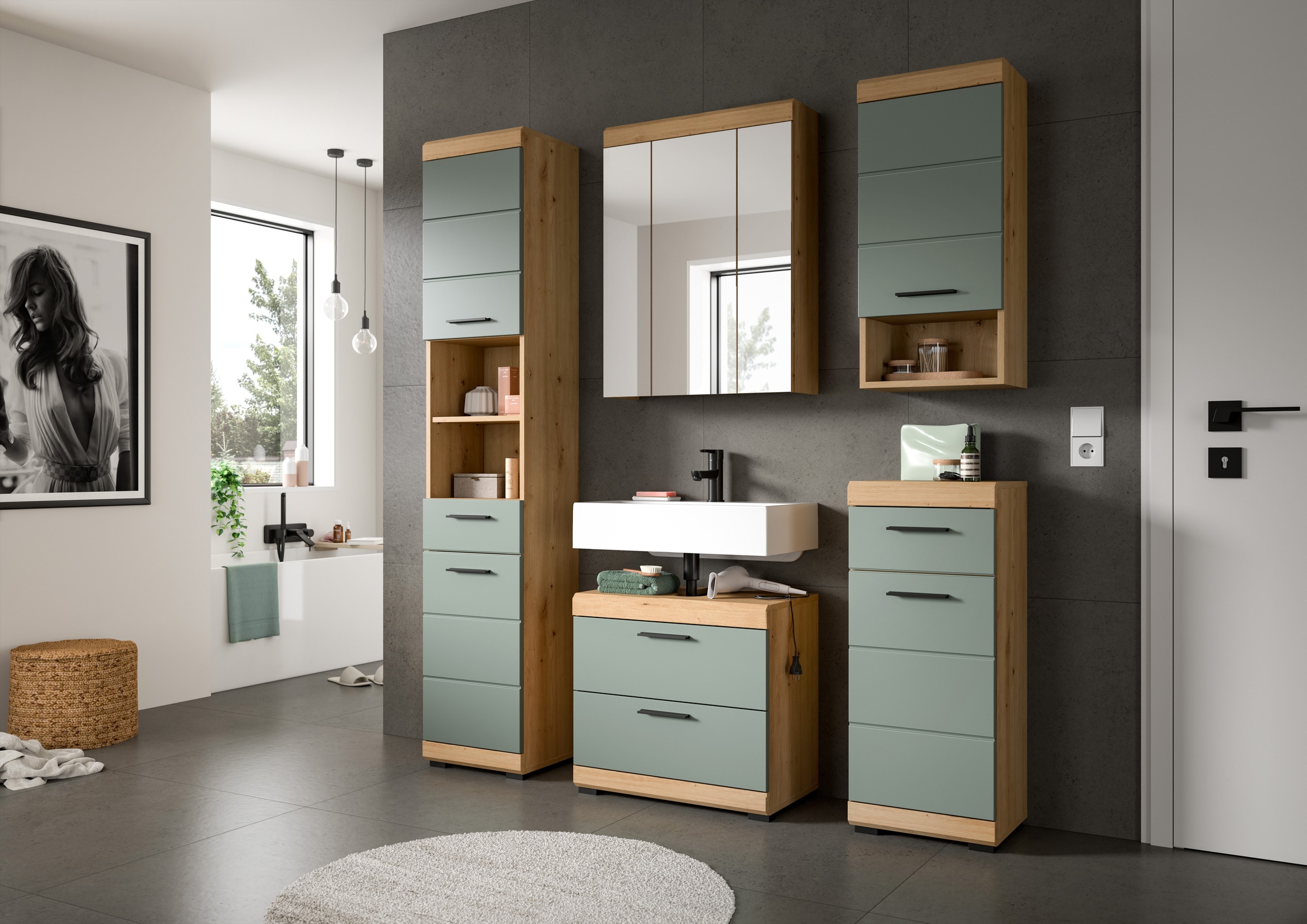 INOSIGN Badmöbel-Set »Siena, 3 teilig, bestehend aus:«, (Set), Hochschrank, günstig online kaufen
