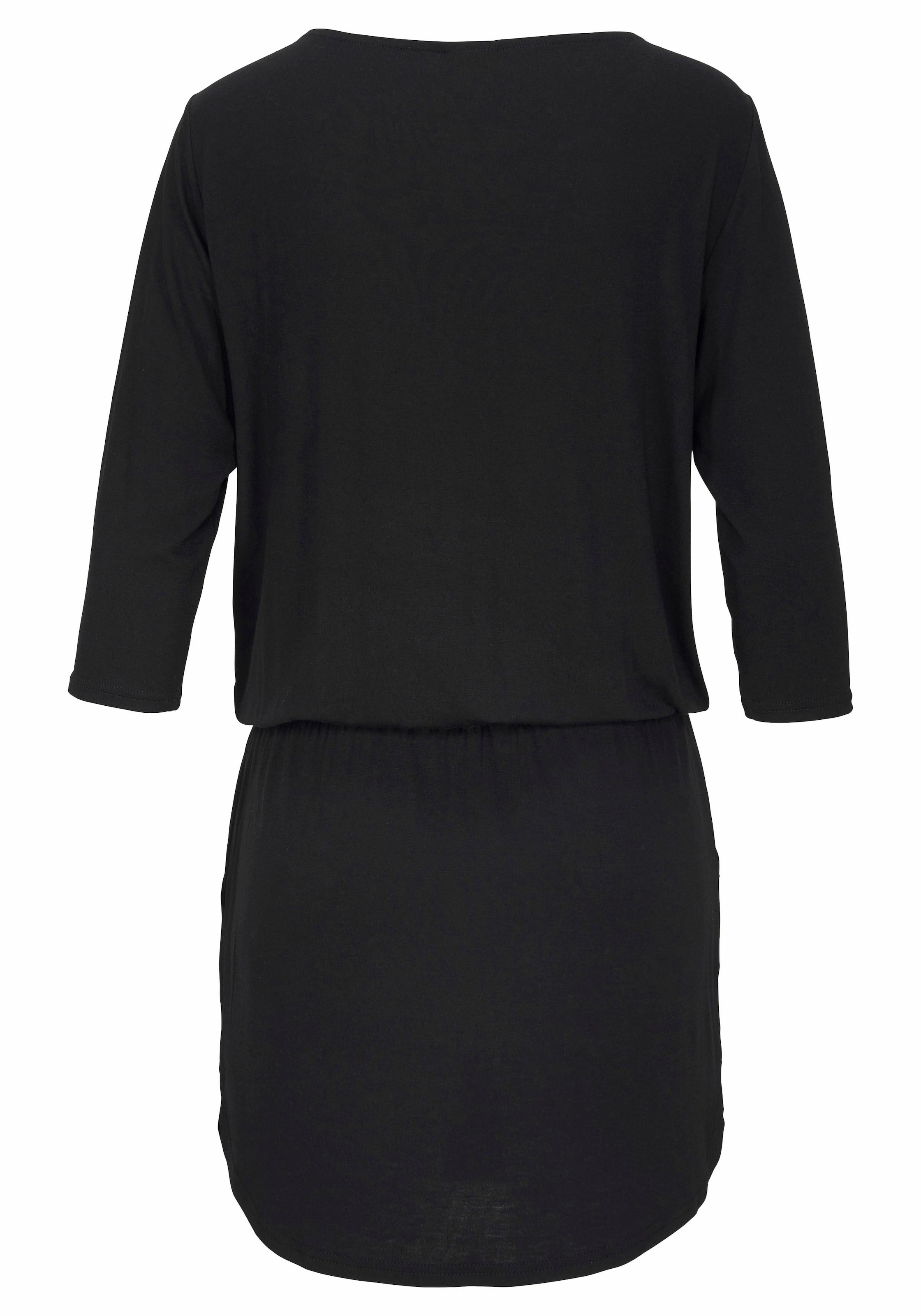 LASCANA Jerseykleid Eingrifftaschen mit goldfarbenem Reißverschlussdetail und Taschen, sportlich-casual