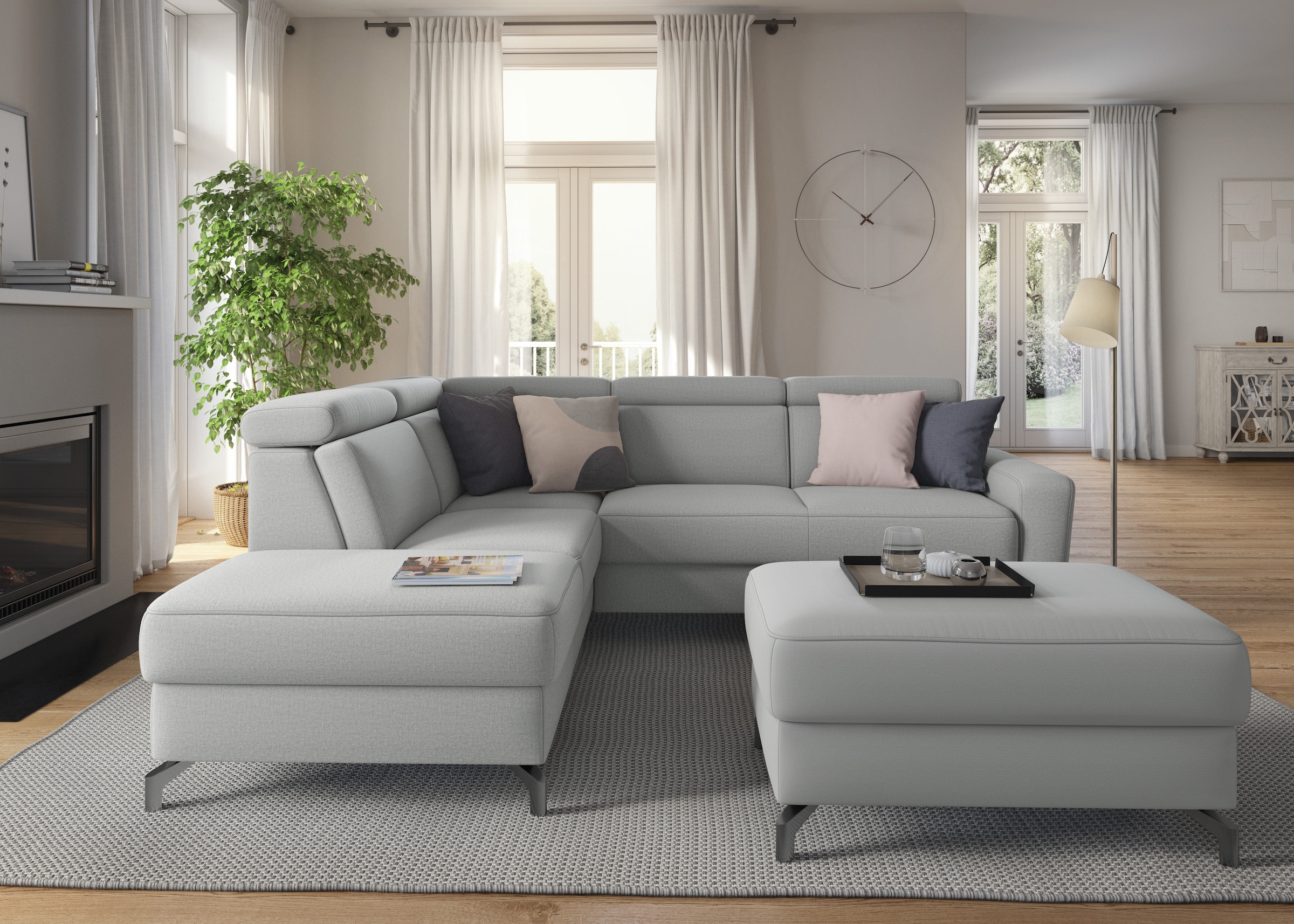 sit&more Ecksofa »Scarlett L-Form«, inklusive Kopfteilverstellung, wahlweise mit Bettfunktion, Bettkasten