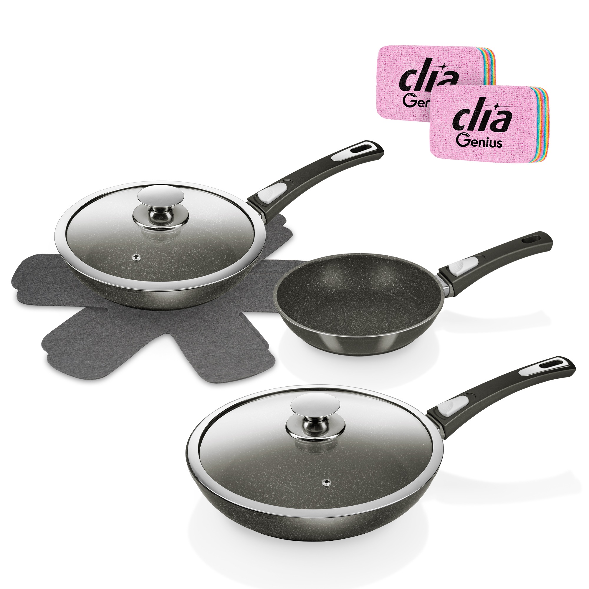 Genius Pfannen-Set »Bonafit Ø 20, 24, 28 cm, inkl. Rainbow Schwämme, Set 9- günstig online kaufen